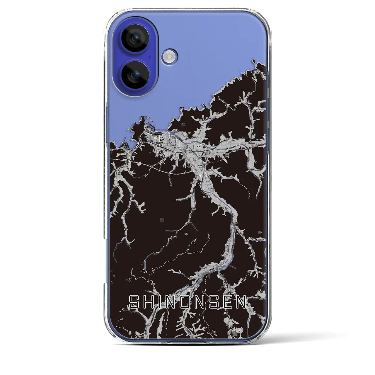 【新温泉(兵庫県)】地図柄iPhoneケース(クリアタイプ)モノトーン・iPhone 16 Pro Max 用