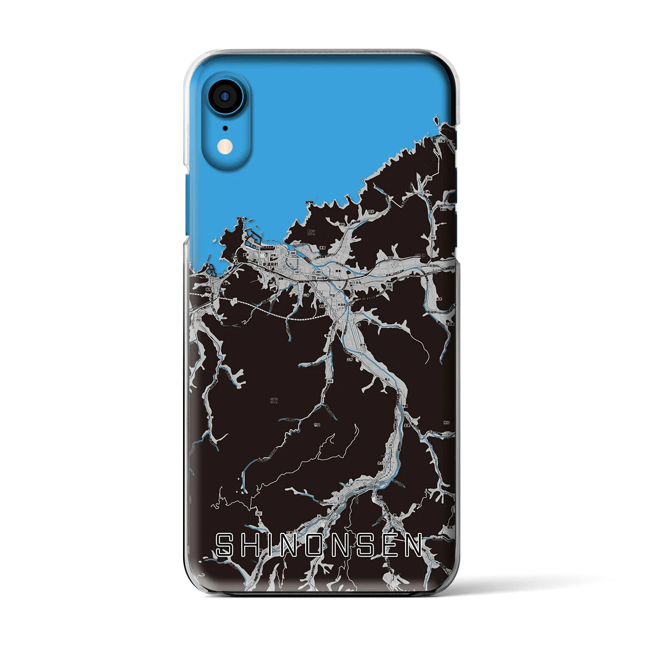 【新温泉(兵庫県)】地図柄iPhoneケース(クリアタイプ)モノトーン・iPhone XR 用