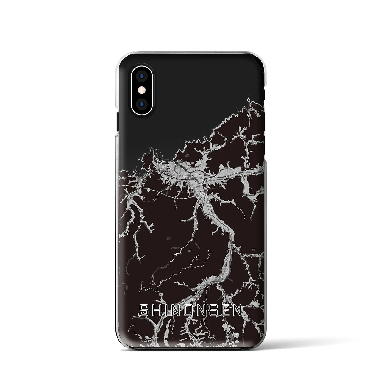 【新温泉(兵庫県)】地図柄iPhoneケース(クリアタイプ)モノトーン・iPhone XS / X 用