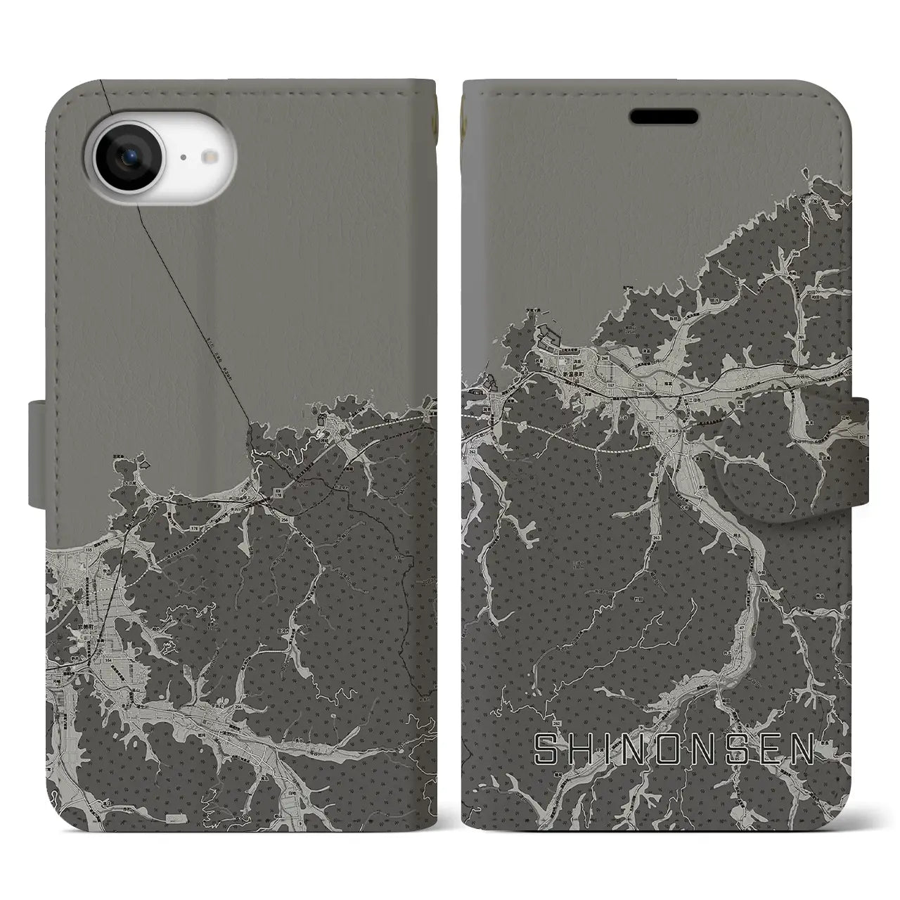 【新温泉(兵庫県)】地図柄iPhoneケース(手帳タイプ)