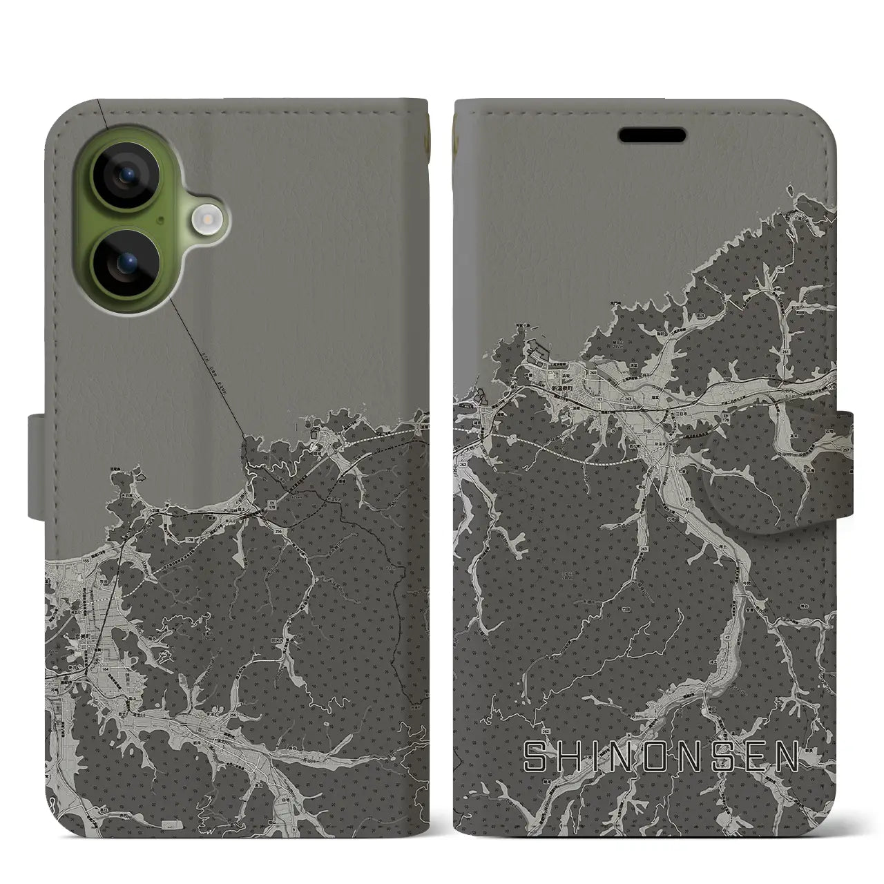 【新温泉(兵庫県)】地図柄iPhoneケース(手帳タイプ)