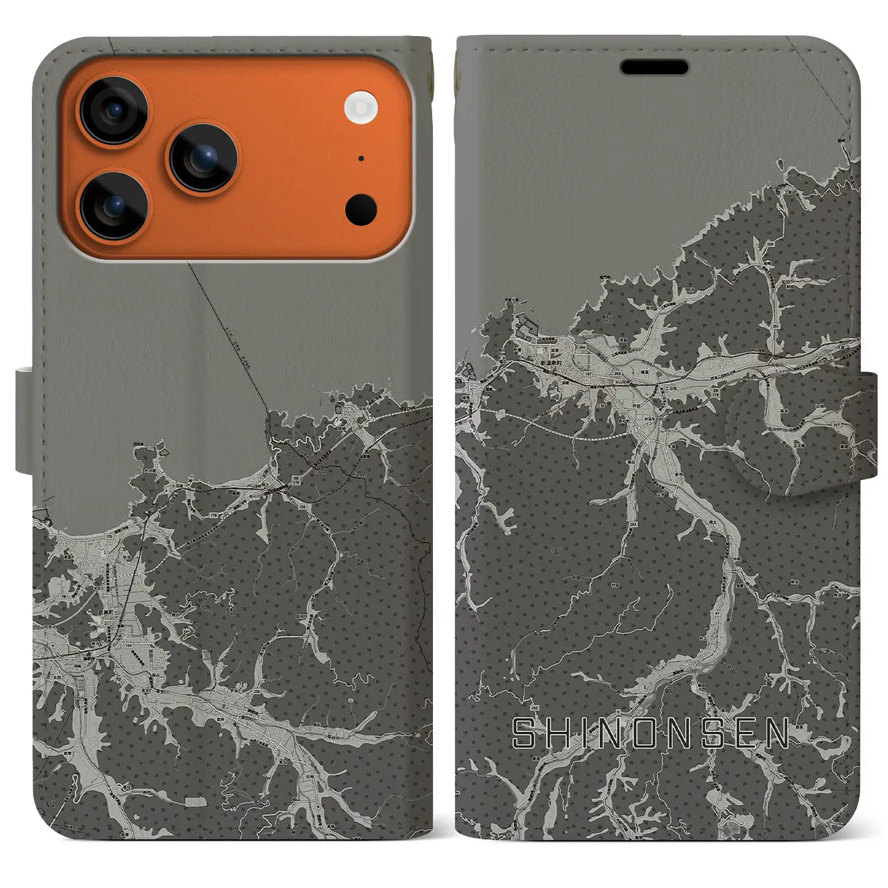 【新温泉(兵庫県)】地図柄iPhoneケース(手帳タイプ)