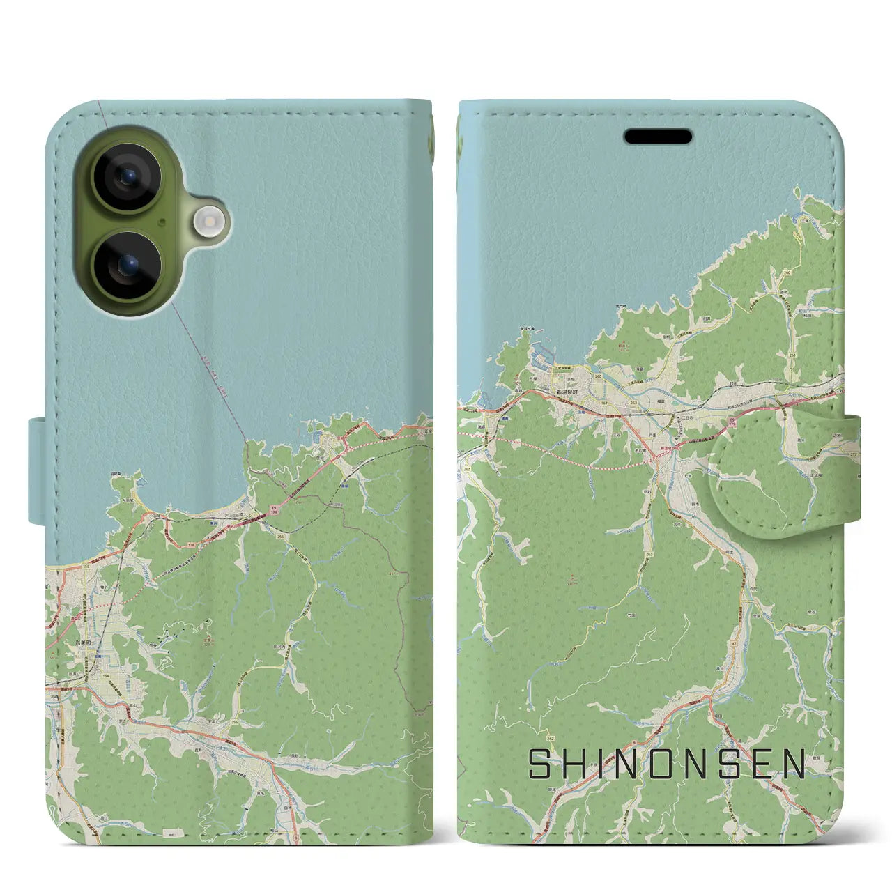 【新温泉(兵庫県)】地図柄iPhoneケース(手帳タイプ)