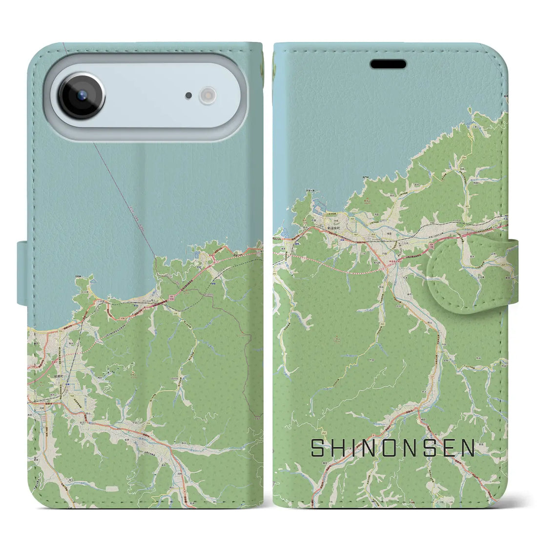 【新温泉(兵庫県)】地図柄iPhoneケース(手帳タイプ)ナチュラル・iPhone 17 Pro Max 用