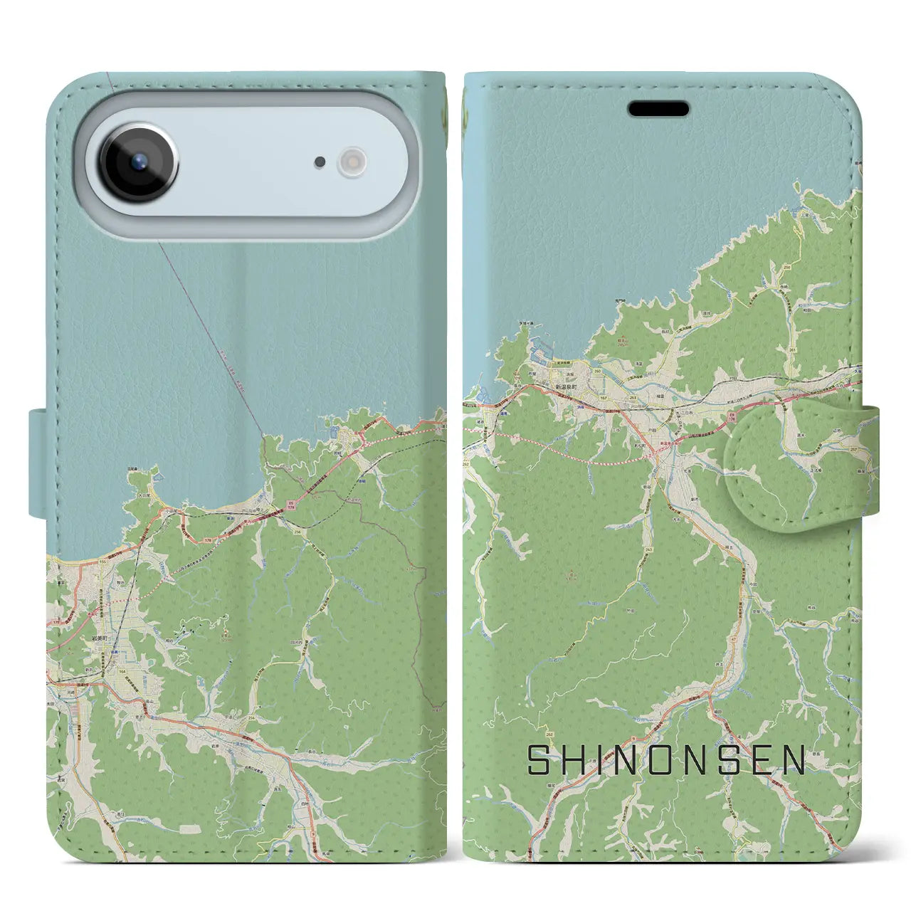 【新温泉(兵庫県)】地図柄iPhoneケース(手帳タイプ)ナチュラル・iPhone 17 Pro Max 用