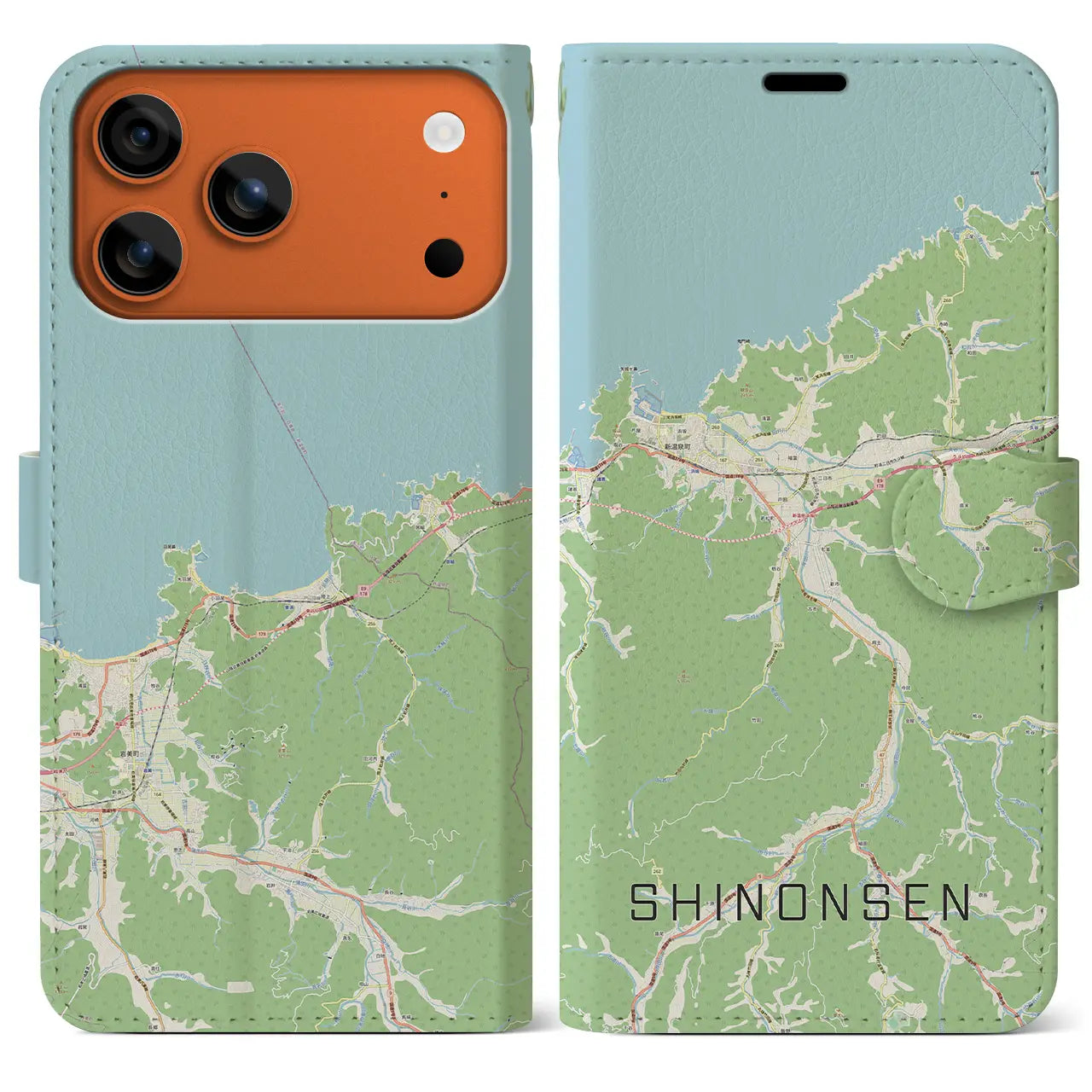 【新温泉(兵庫県)】地図柄iPhoneケース(手帳タイプ)