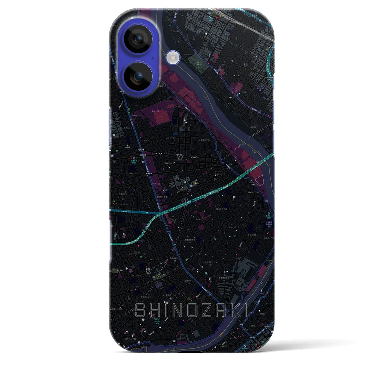 【篠崎(東京都)】地図柄iPhoneケース(バックカバータイプ)