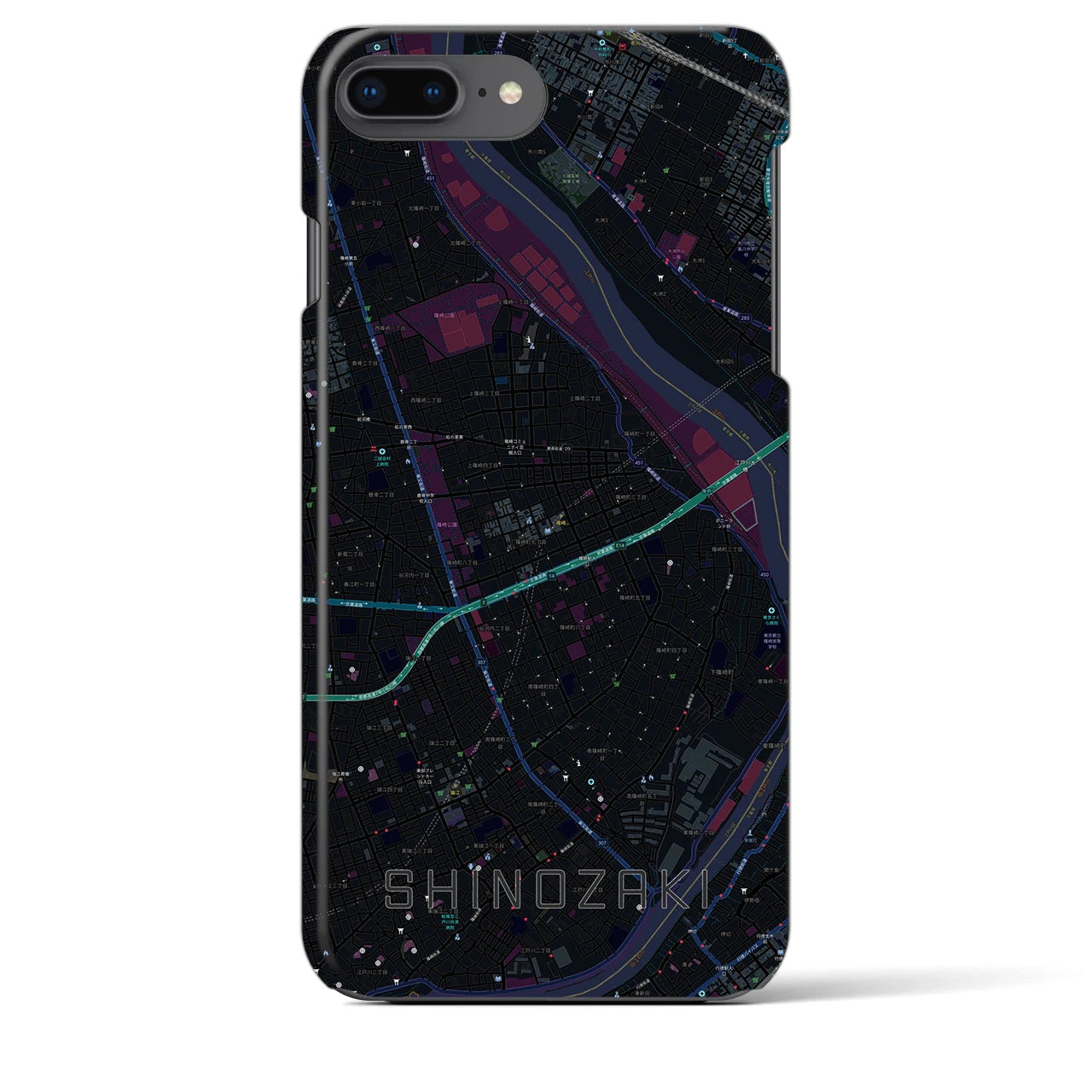 【篠崎(東京都)】地図柄iPhoneケース(バックカバータイプ)