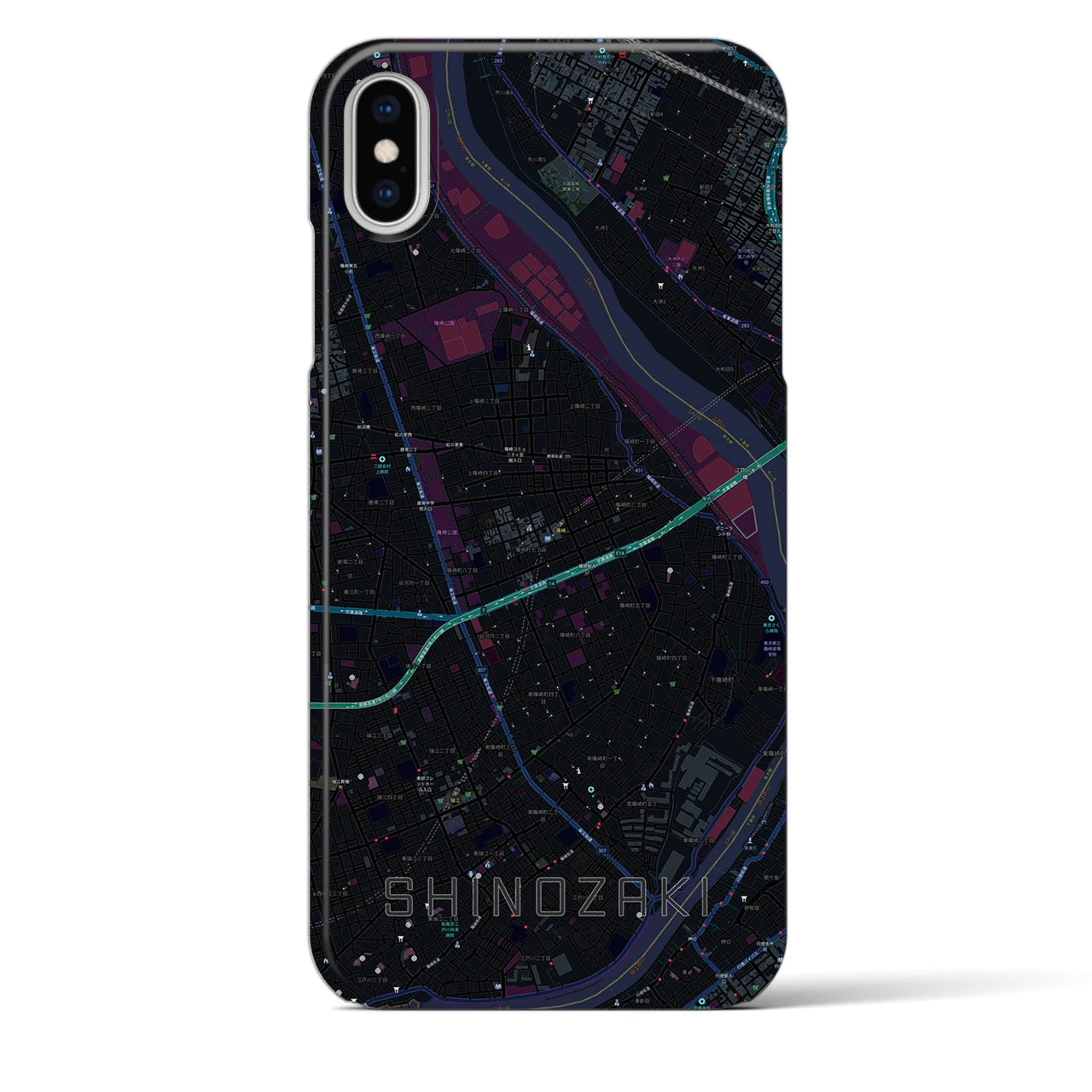 【篠崎(東京都)】地図柄iPhoneケース(バックカバータイプ)