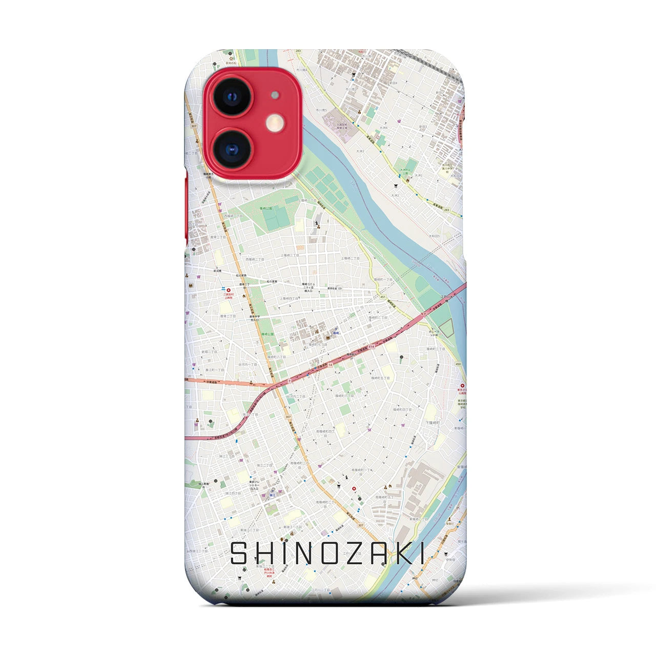 【篠崎(東京都)】地図柄iPhoneケース(バックカバータイプ)