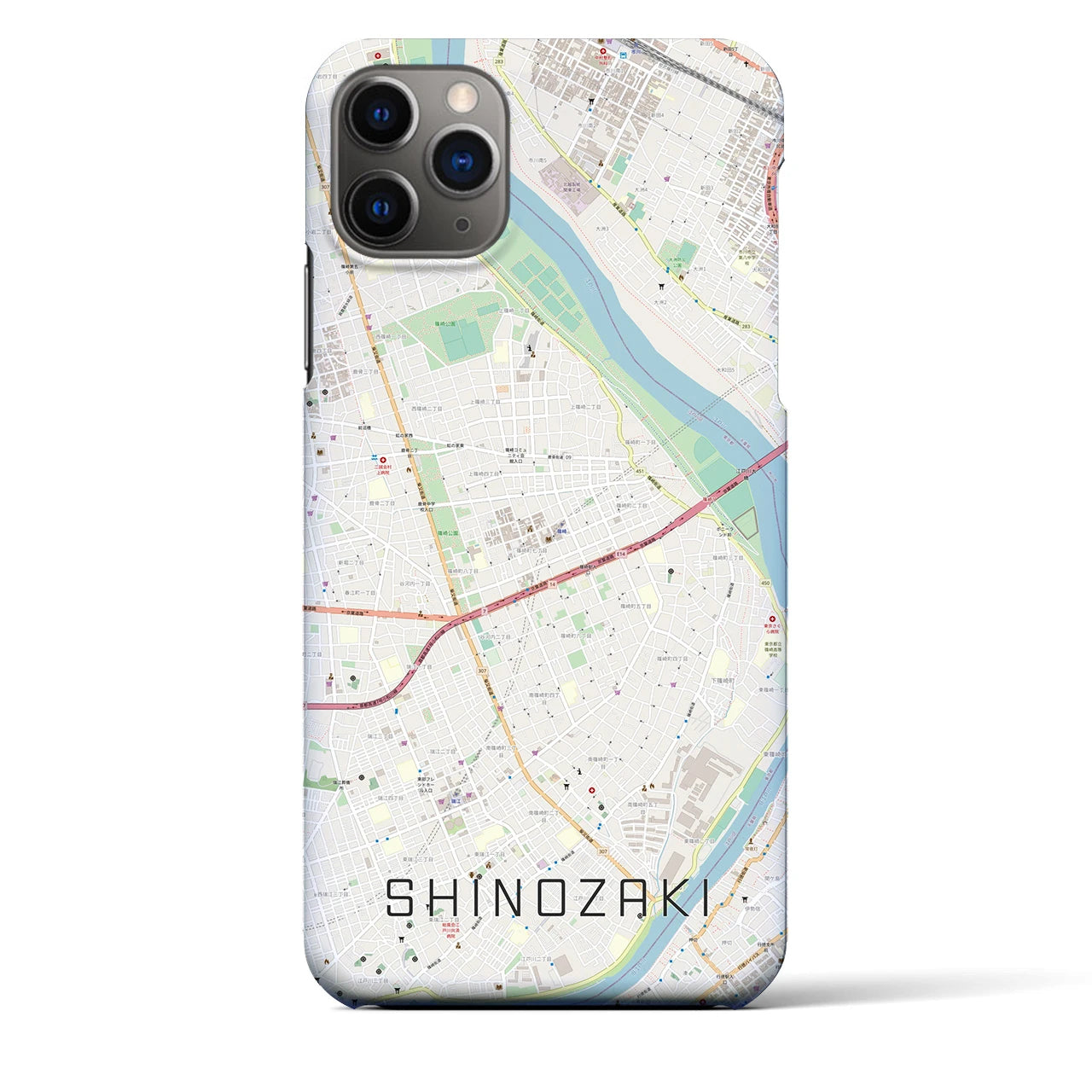 【篠崎(東京都)】地図柄iPhoneケース(バックカバータイプ)