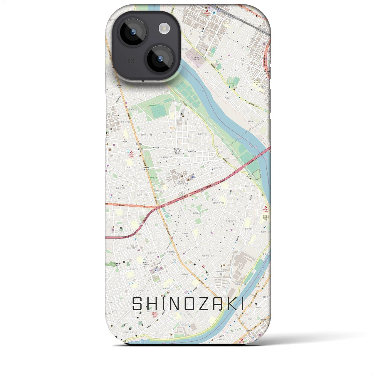 【篠崎(東京都)】地図柄iPhoneケース(バックカバータイプ)