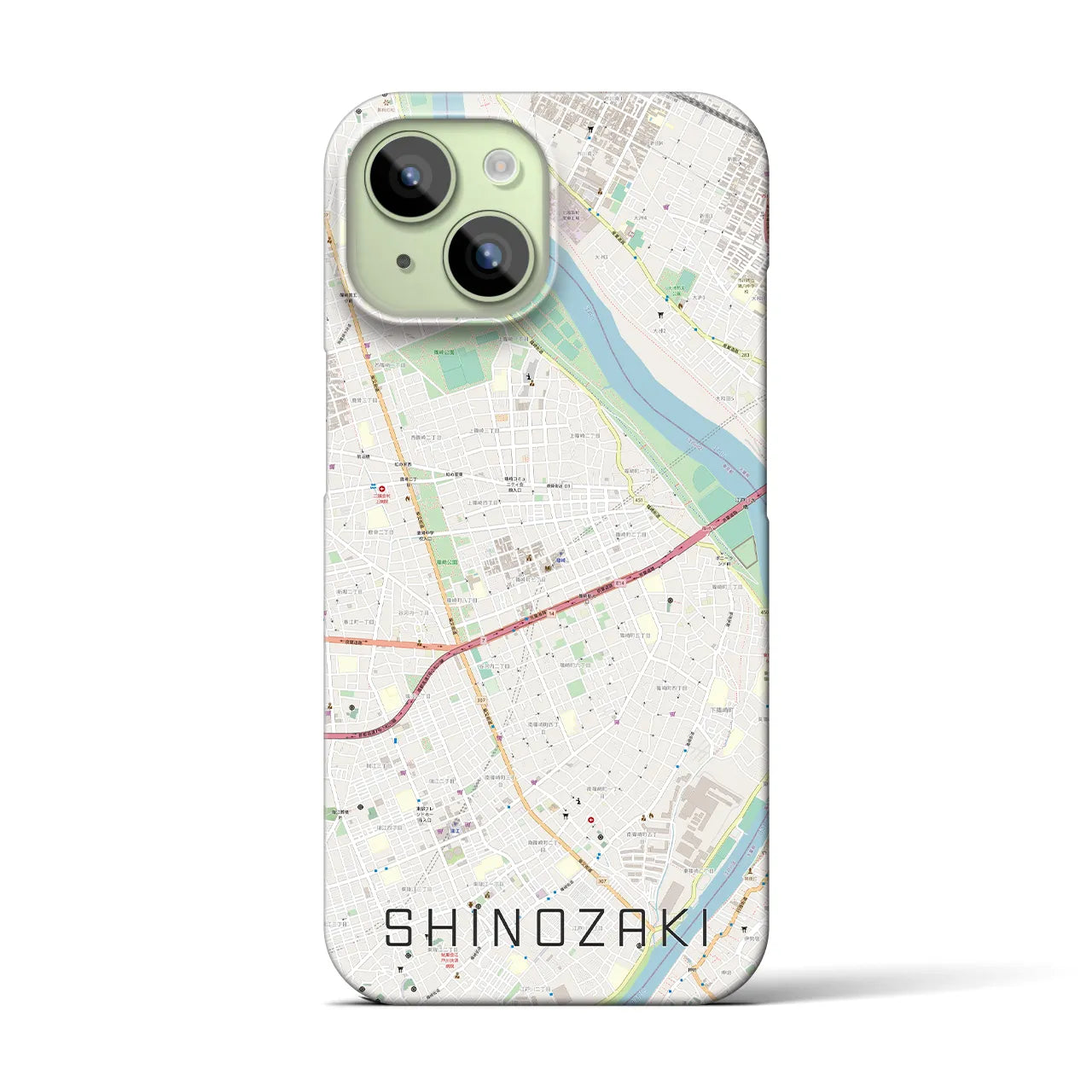 【篠崎(東京都)】地図柄iPhoneケース(バックカバータイプ)