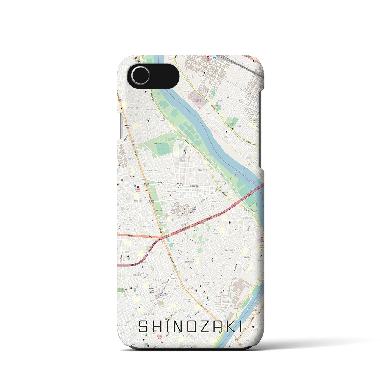 【篠崎(東京都)】地図柄iPhoneケース(バックカバータイプ)