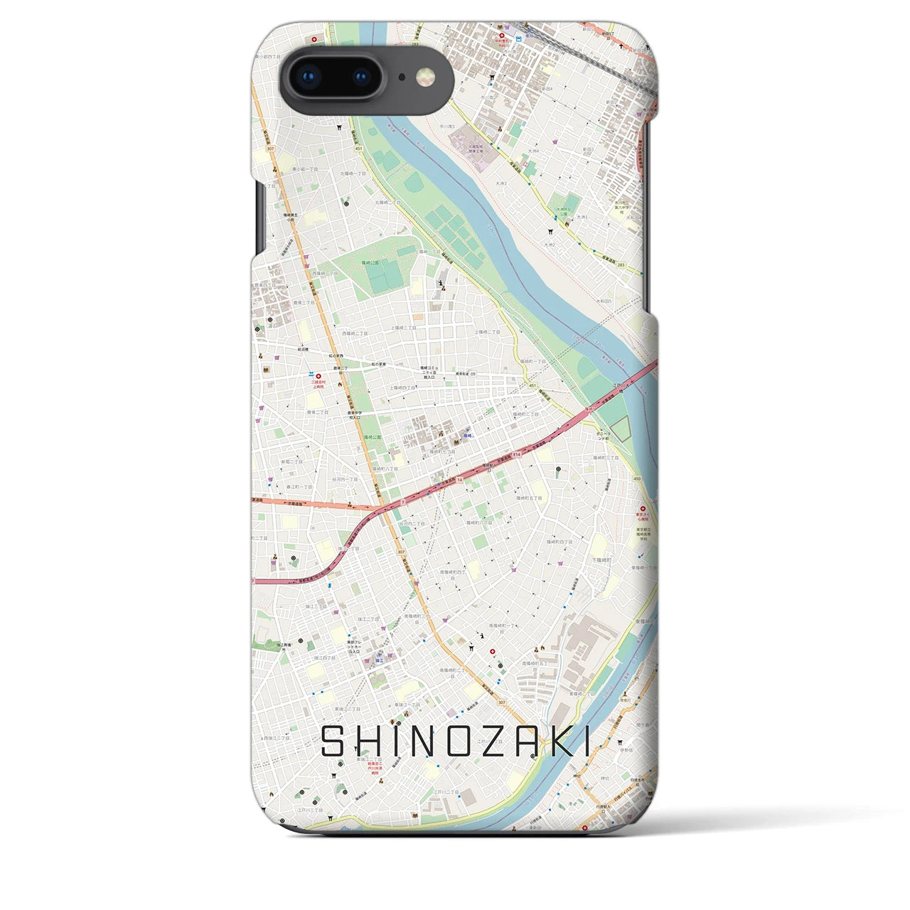 【篠崎(東京都)】地図柄iPhoneケース(バックカバータイプ)