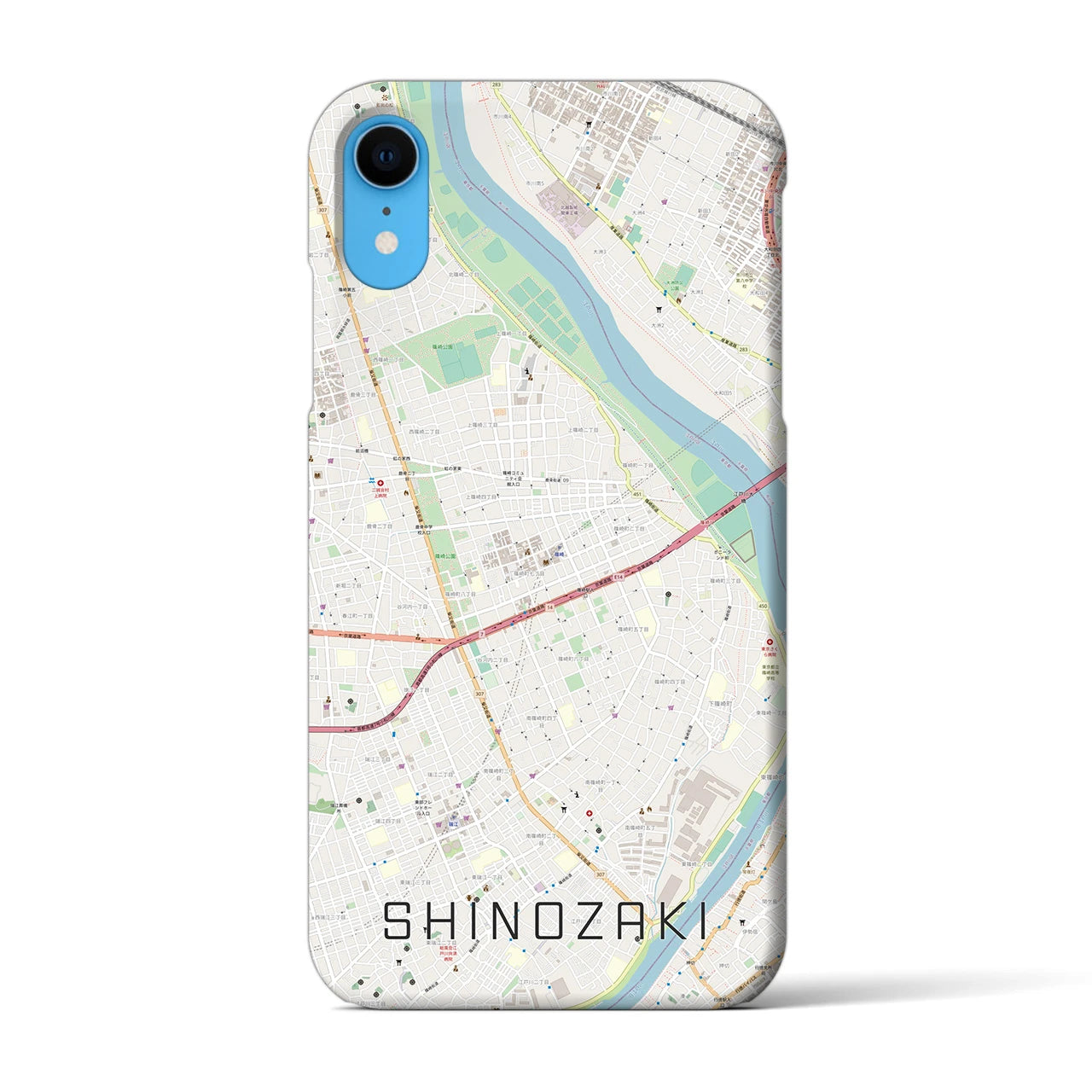 【篠崎(東京都)】地図柄iPhoneケース(バックカバータイプ)