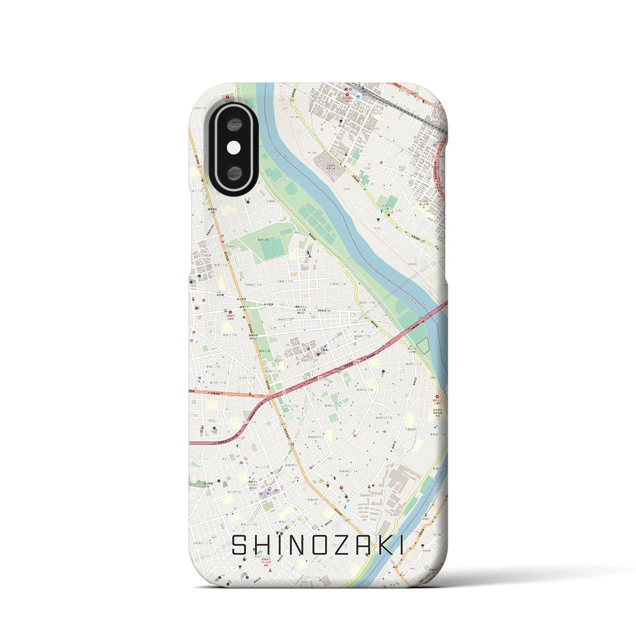【篠崎(東京都)】地図柄iPhoneケース(バックカバータイプ)