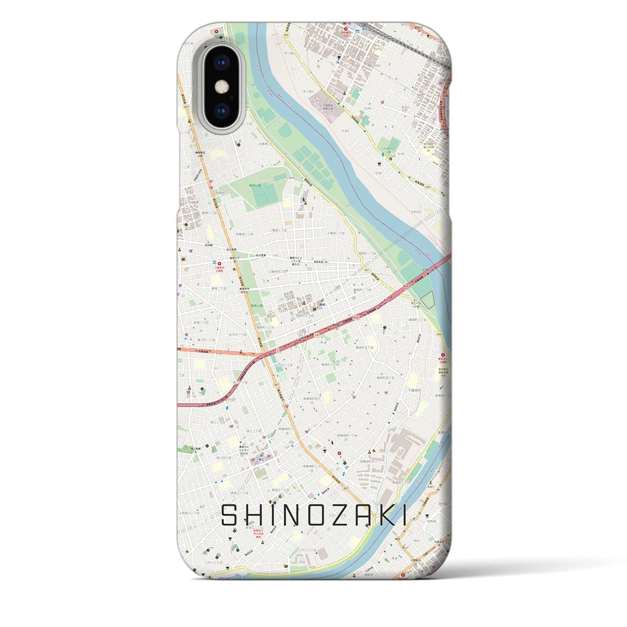 【篠崎(東京都)】地図柄iPhoneケース(バックカバータイプ)