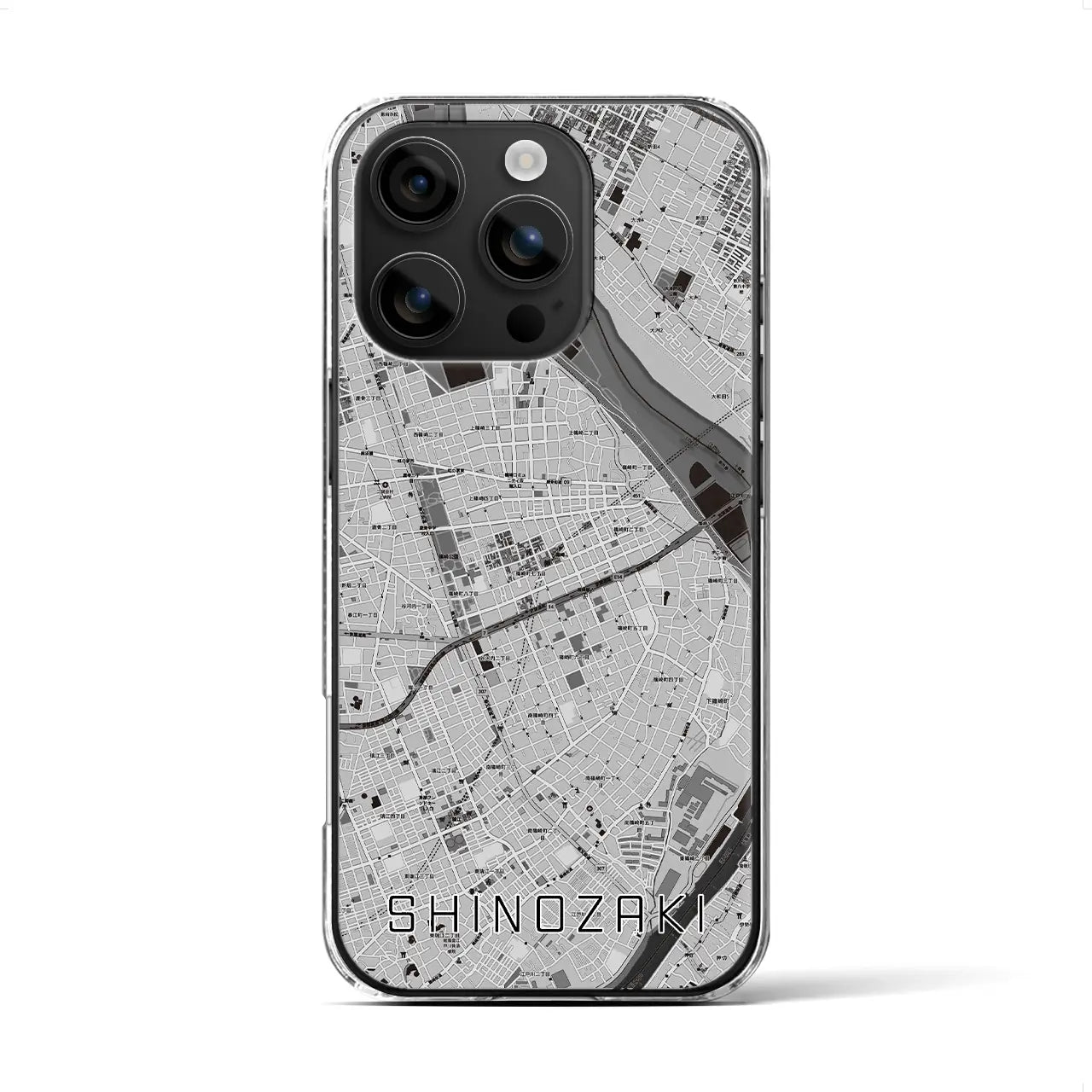 【篠崎(東京都)】地図柄iPhoneケース(クリアタイプ)モノトーン・iPhone 16 用