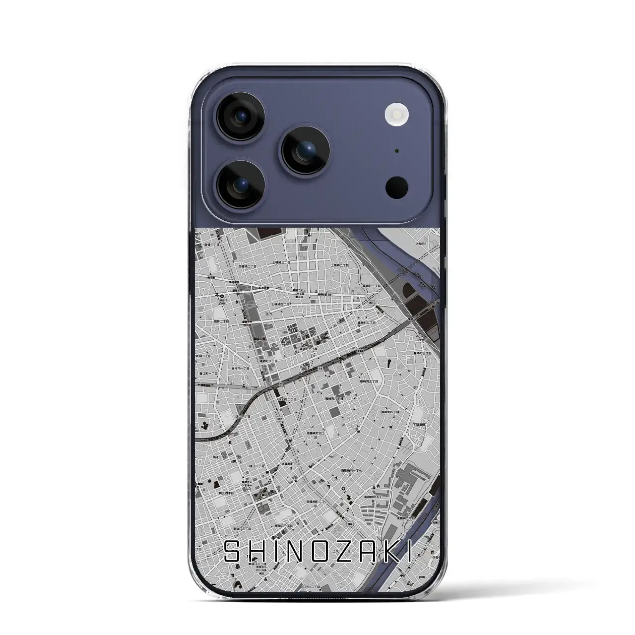 【篠崎(東京都)】地図柄iPhoneケース(クリアタイプ)モノトーン・iPhone 17 Pro Max 用