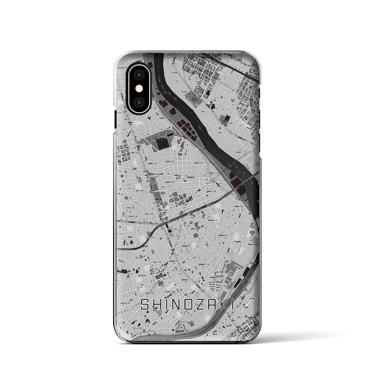 【篠崎(東京都)】地図柄iPhoneケース(クリアタイプ)モノトーン・iPhone XS / X 用