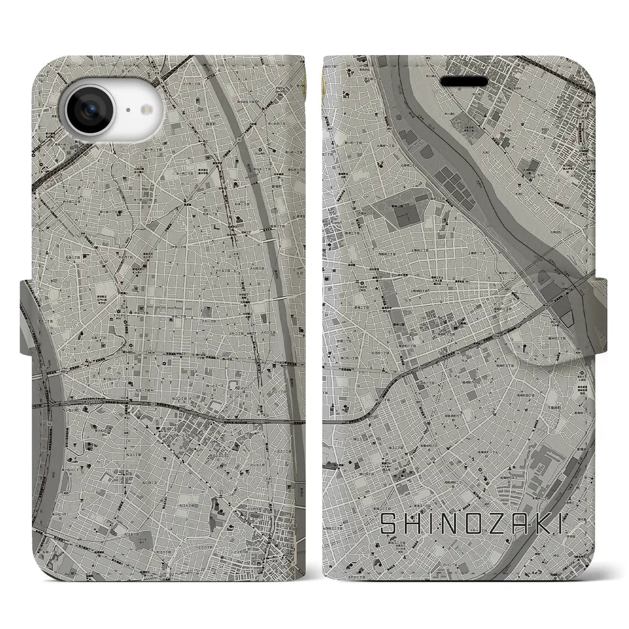 【篠崎(東京都)】地図柄iPhoneケース(手帳タイプ)