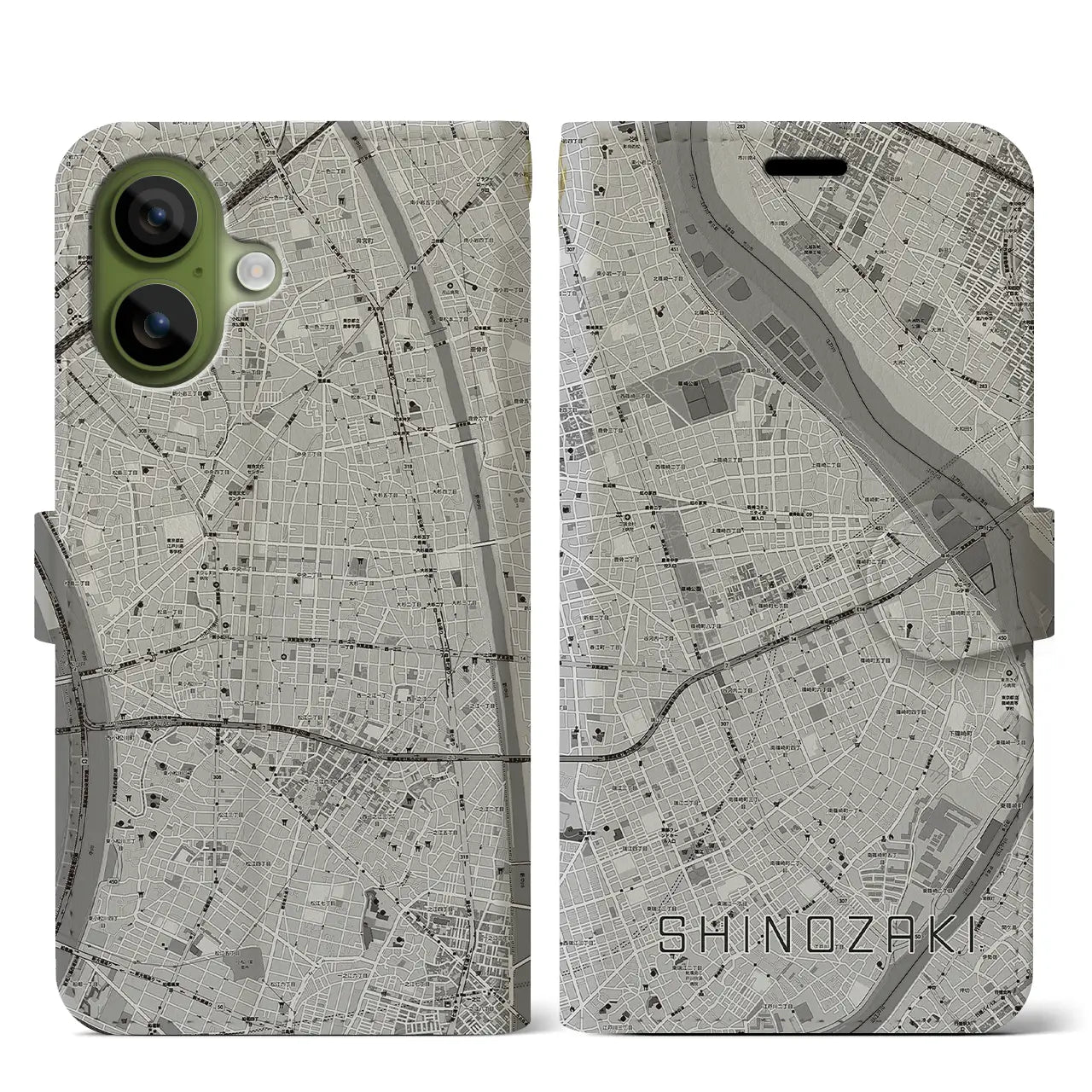 【篠崎(東京都)】地図柄iPhoneケース(手帳タイプ)