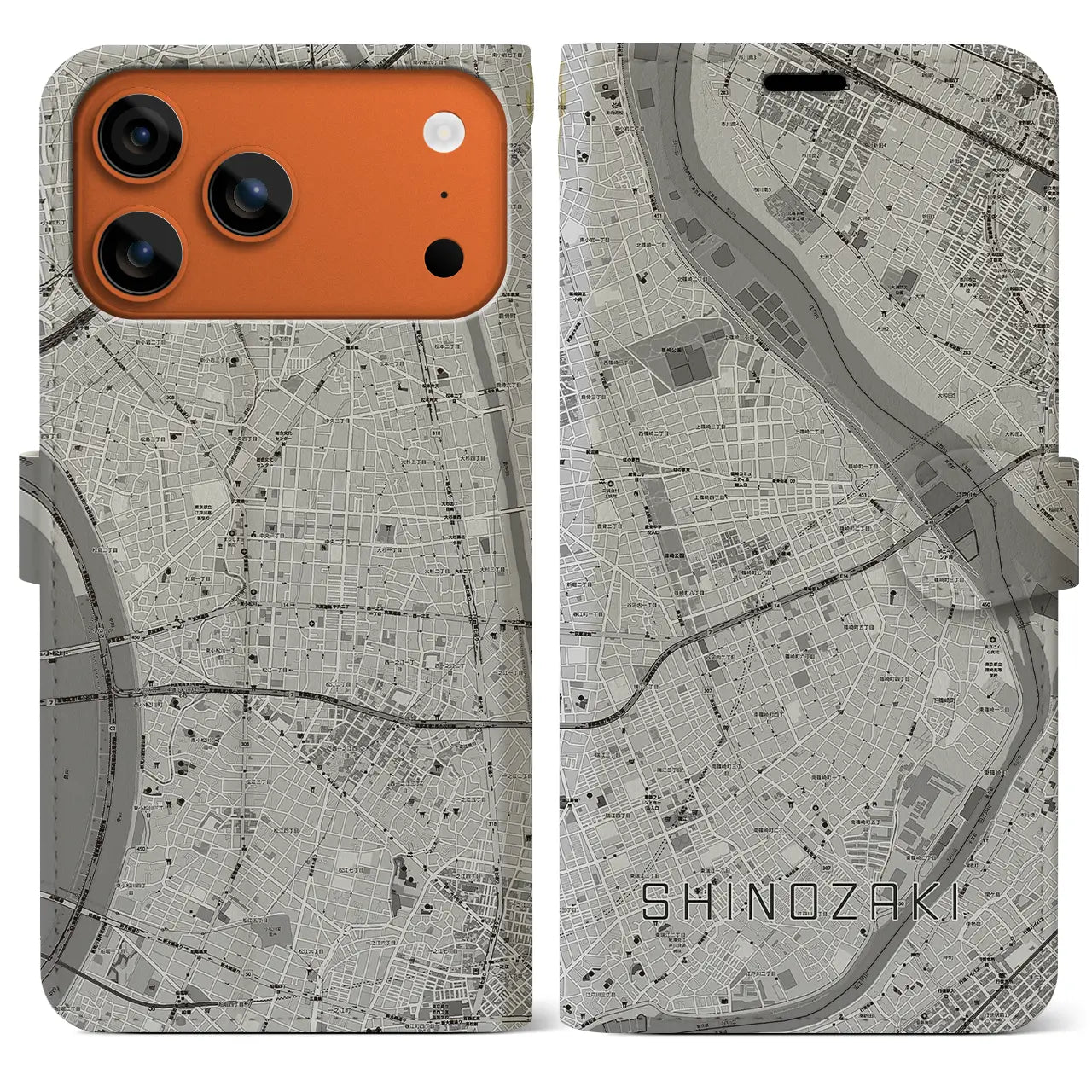 【篠崎(東京都)】地図柄iPhoneケース(手帳タイプ)