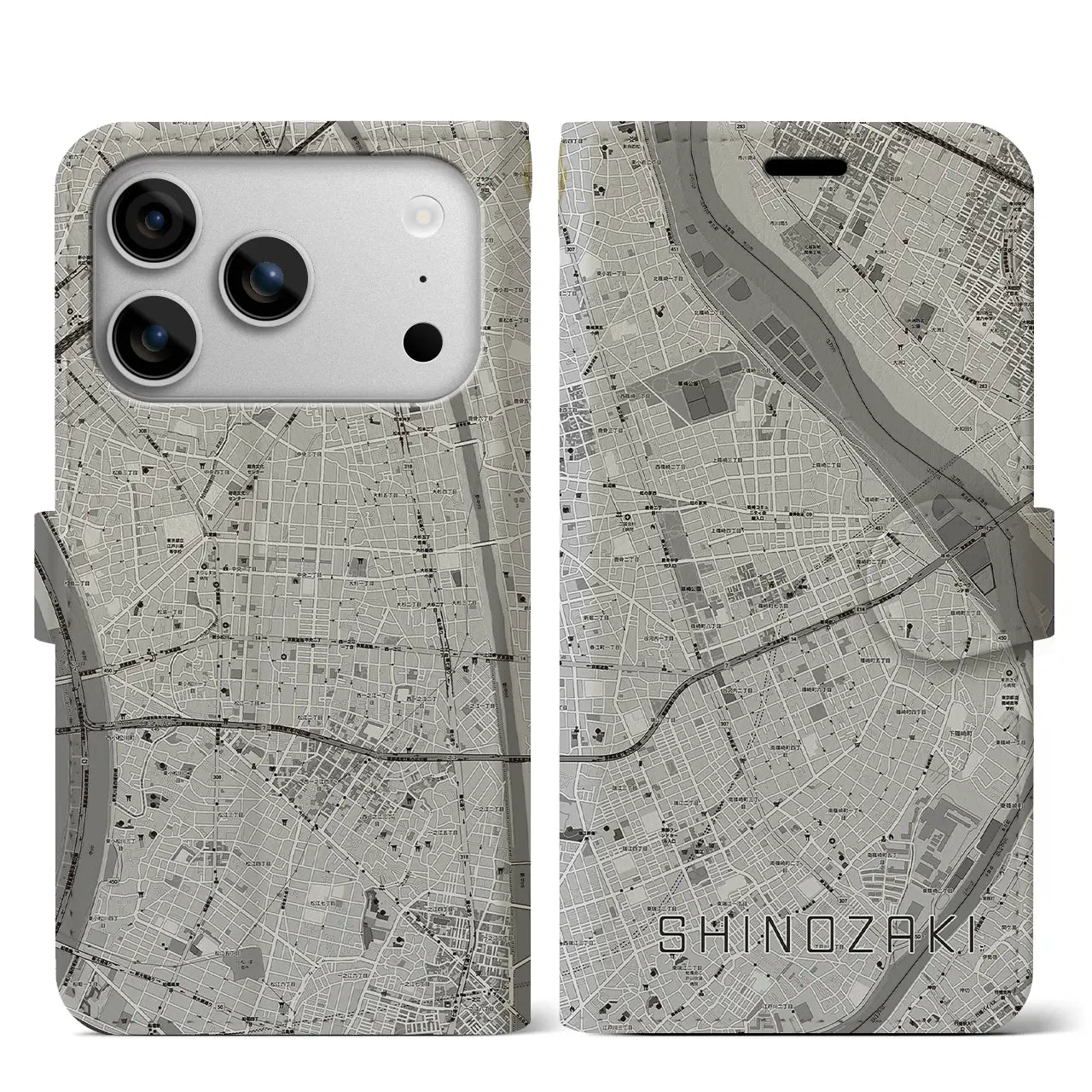 【篠崎(東京都)】地図柄iPhoneケース(手帳タイプ)