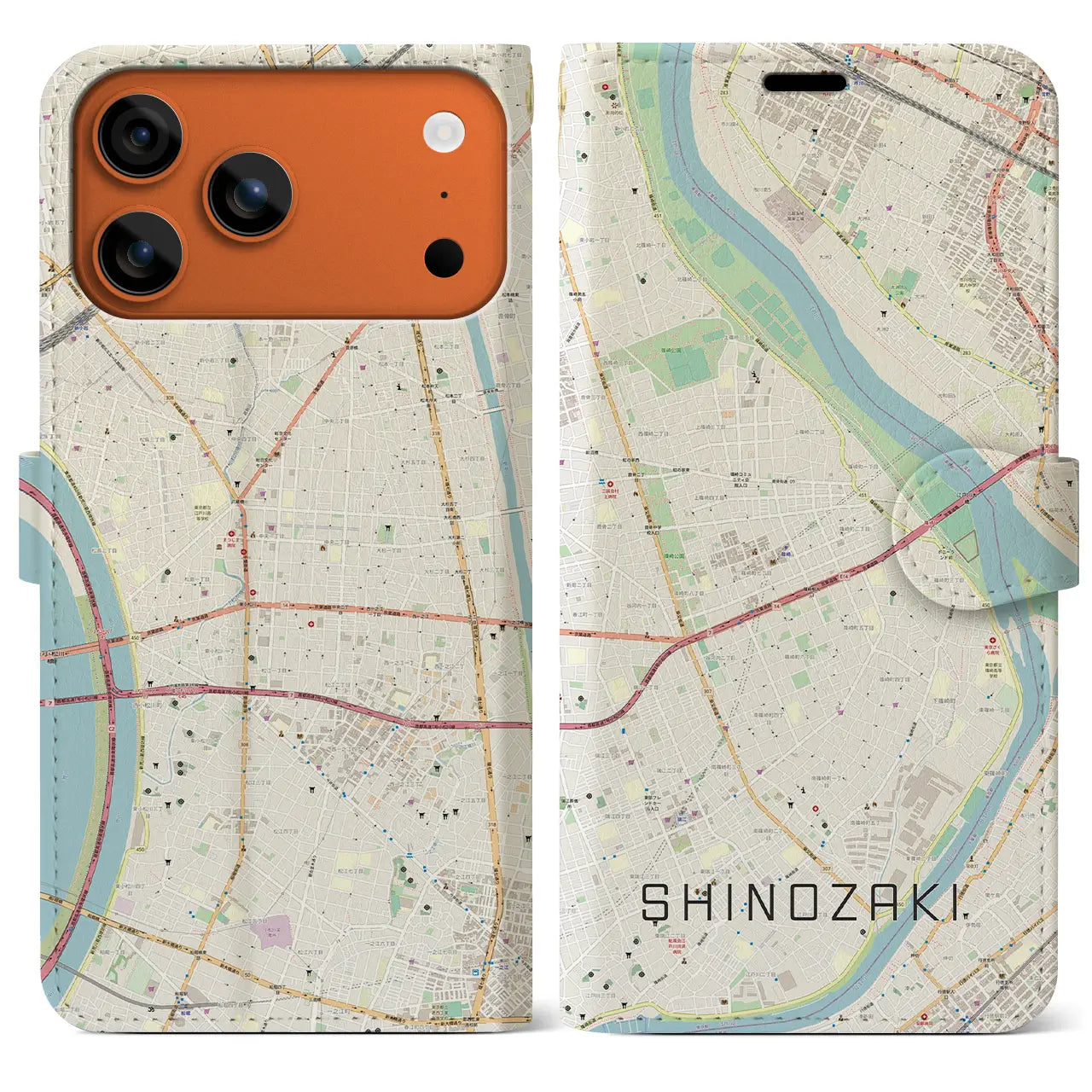 【篠崎(東京都)】地図柄iPhoneケース(手帳タイプ)