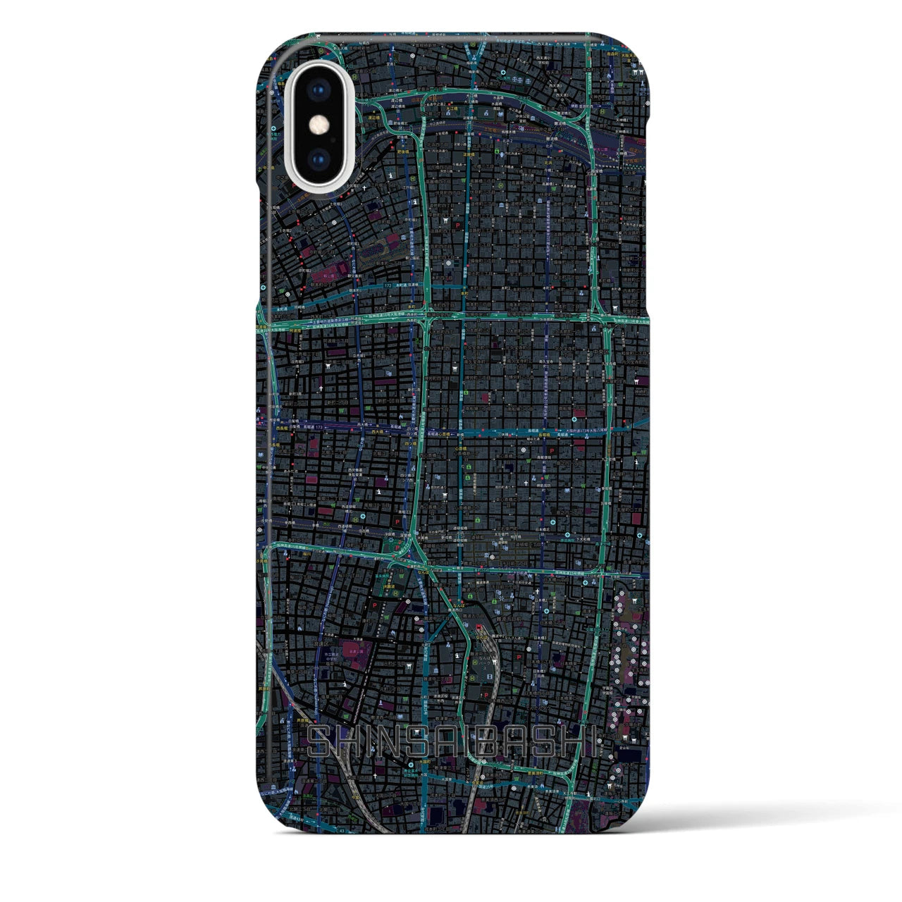 【心斎橋(大阪府)】地図柄iPhoneケース(バックカバータイプ)