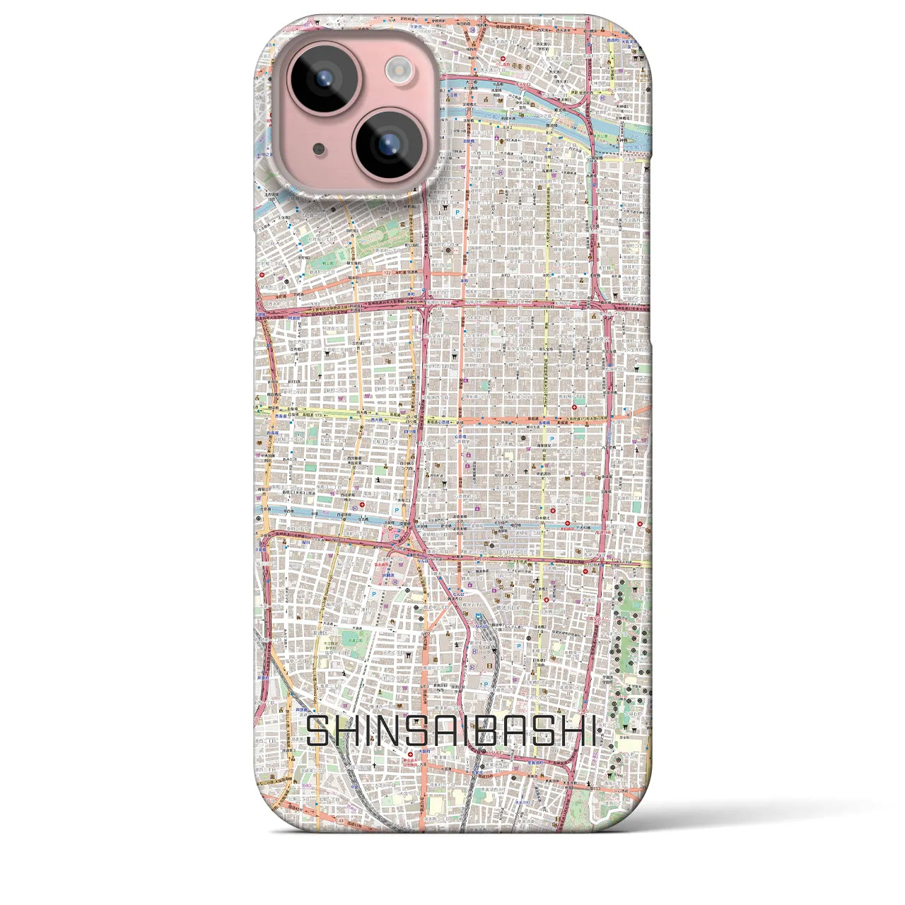 【心斎橋(大阪府)】地図柄iPhoneケース(バックカバータイプ)