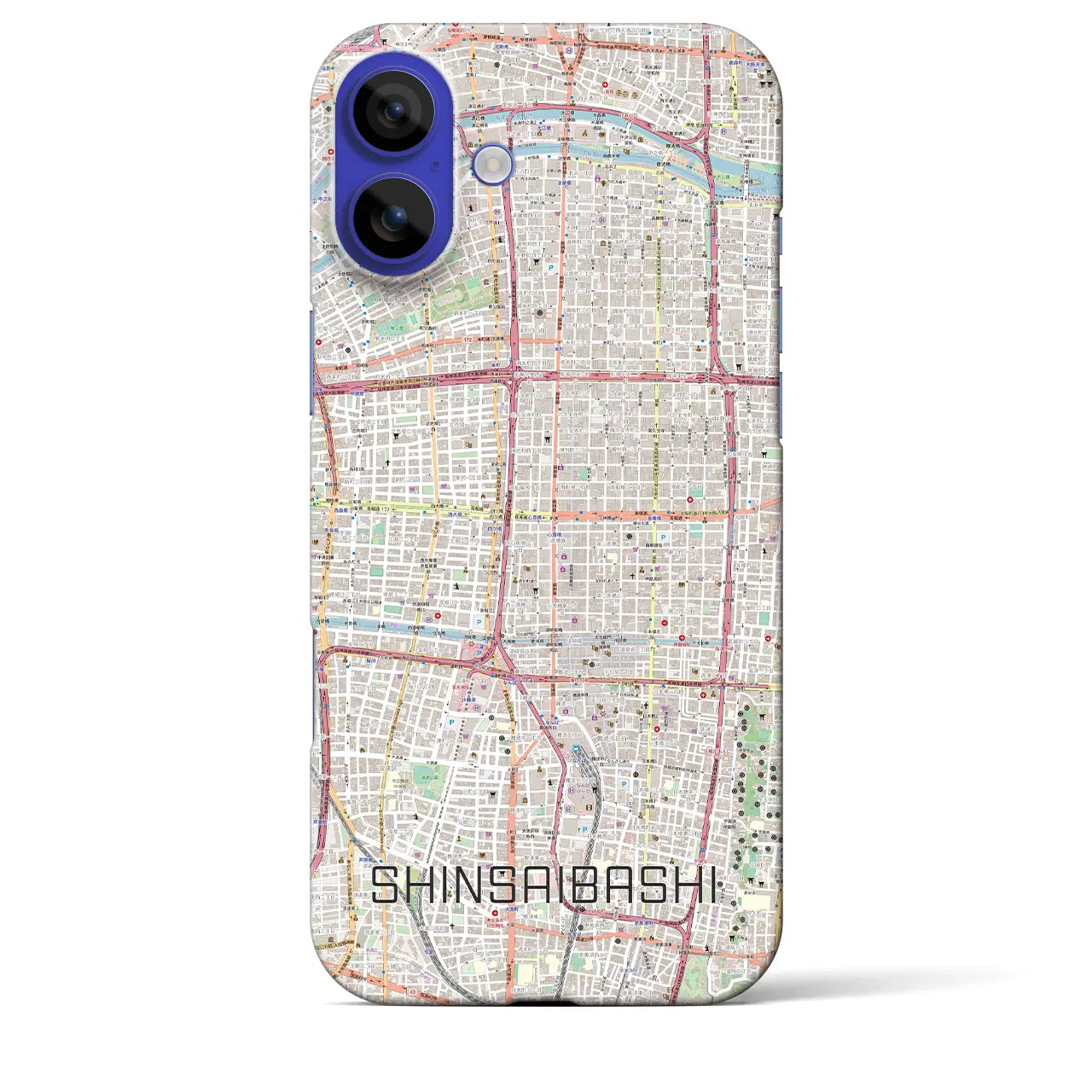 【心斎橋(大阪府)】地図柄iPhoneケース(バックカバータイプ)ナチュラル・iPhone 16 Pro Max 用