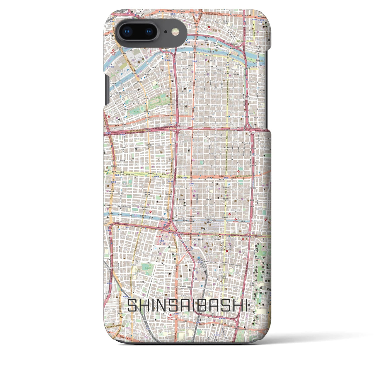 【心斎橋(大阪府)】地図柄iPhoneケース(バックカバータイプ)