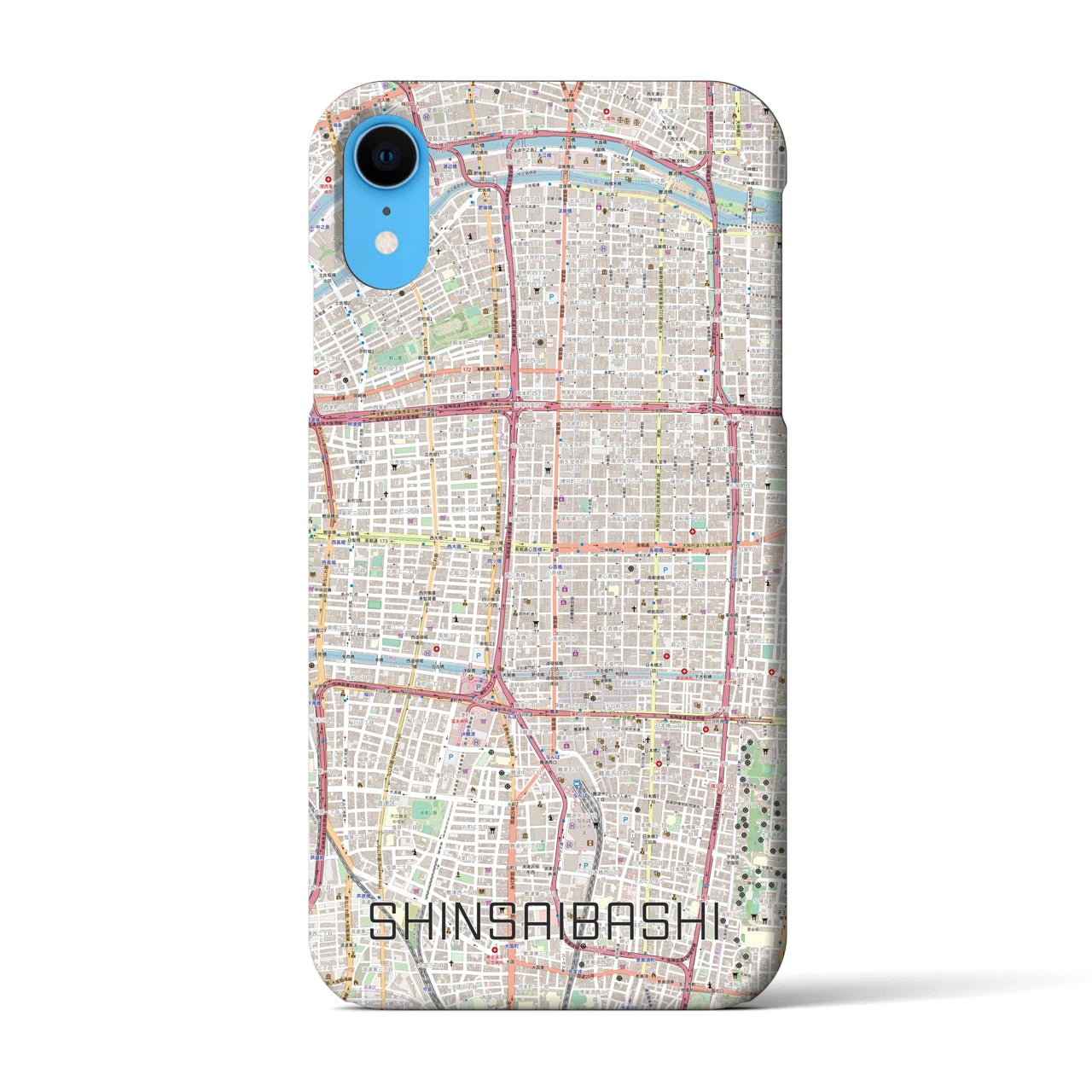 【心斎橋(大阪府)】地図柄iPhoneケース(バックカバータイプ)