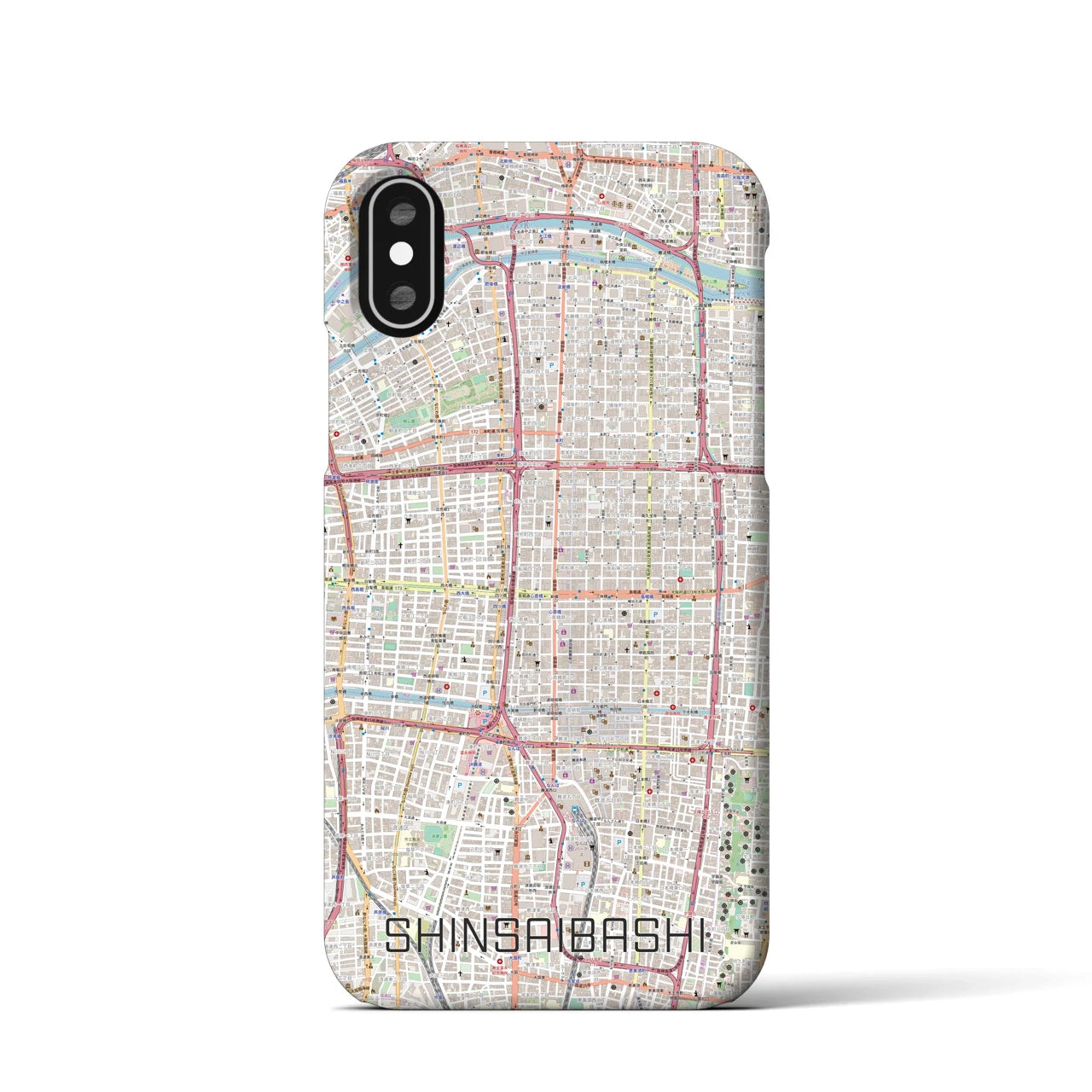 【心斎橋(大阪府)】地図柄iPhoneケース(バックカバータイプ)
