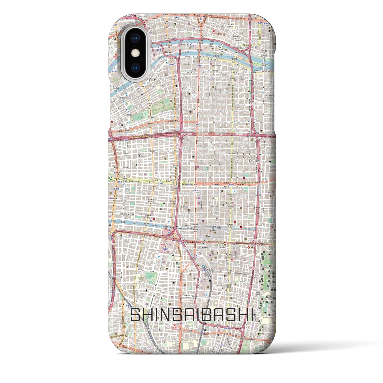 【心斎橋(大阪府)】地図柄iPhoneケース(バックカバータイプ)