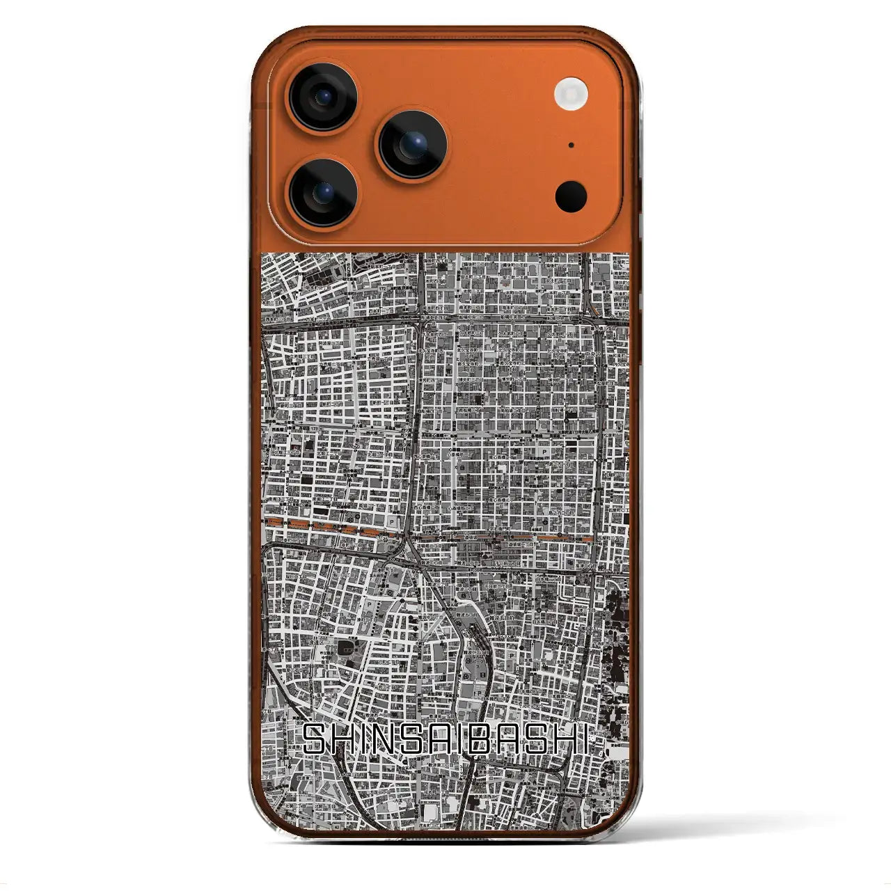 【心斎橋(大阪府)】地図柄iPhoneケース(クリアタイプ)モノトーン・iPhone 17 Pro Max 用