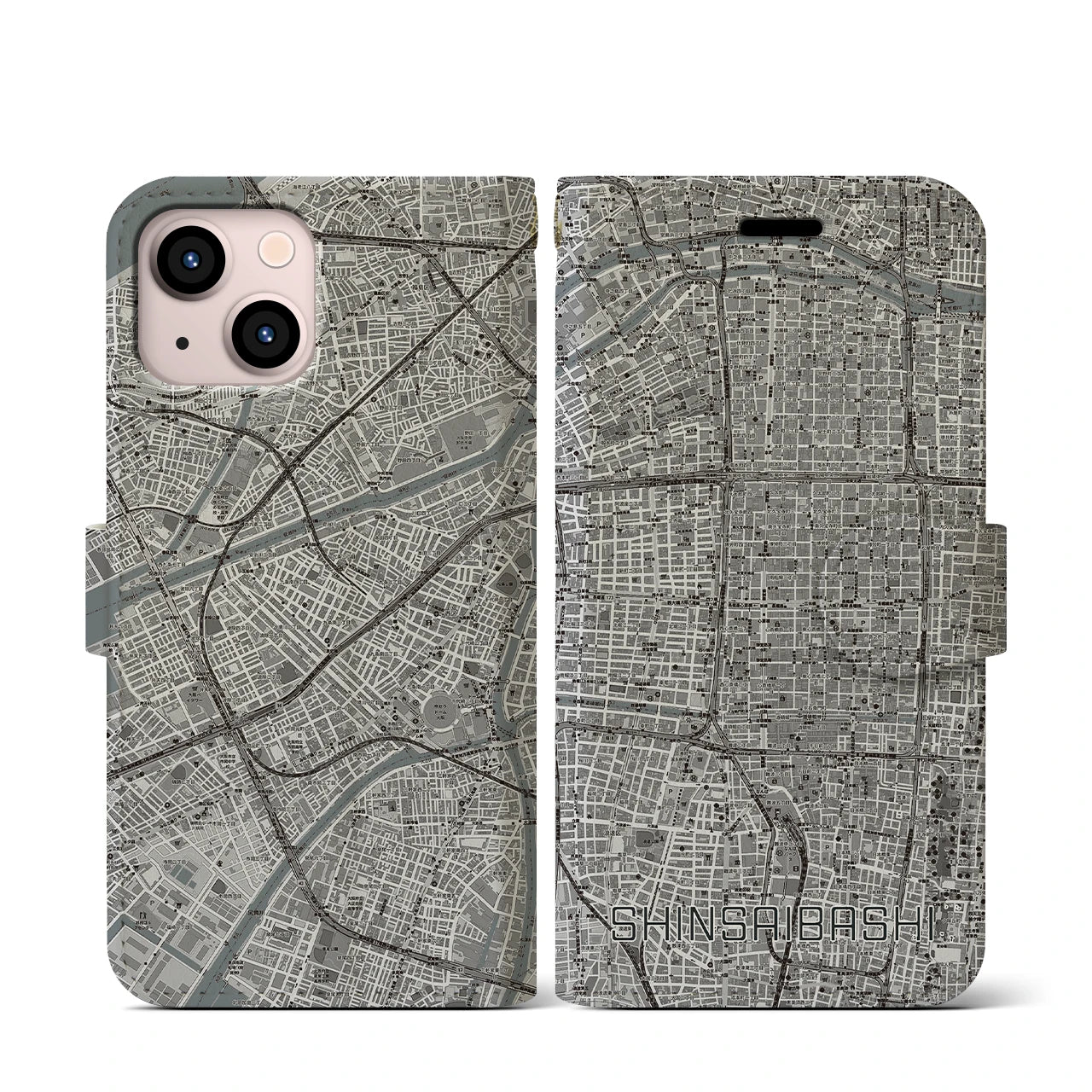 【心斎橋(大阪府)】地図柄iPhoneケース(手帳タイプ)