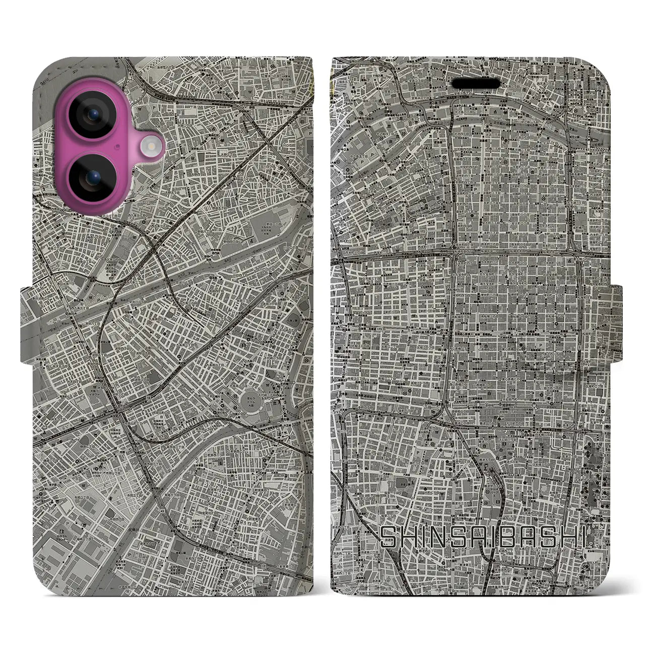 【心斎橋(大阪府)】地図柄iPhoneケース(手帳タイプ)