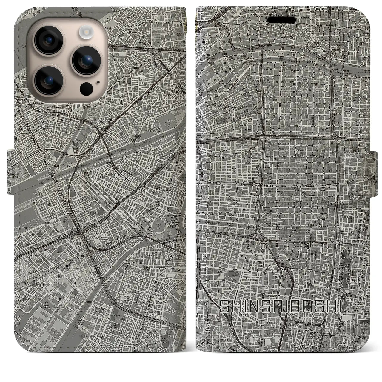 【心斎橋(大阪府)】地図柄iPhoneケース(手帳タイプ)