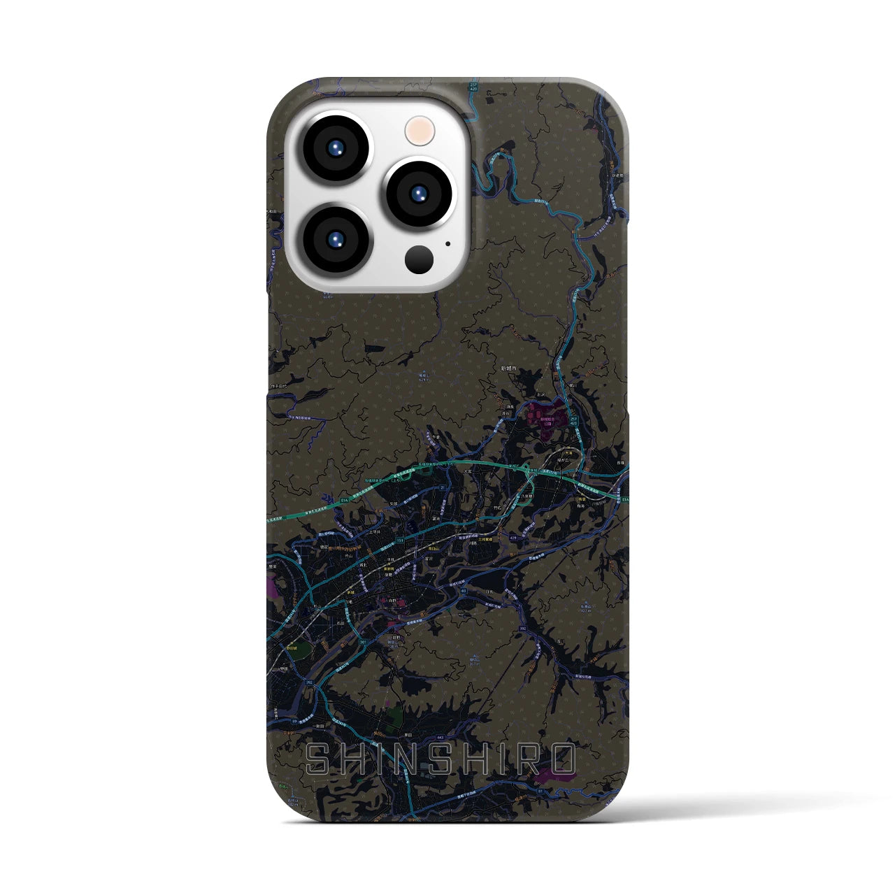 【新城(愛知県)】地図柄iPhoneケース(バックカバータイプ)