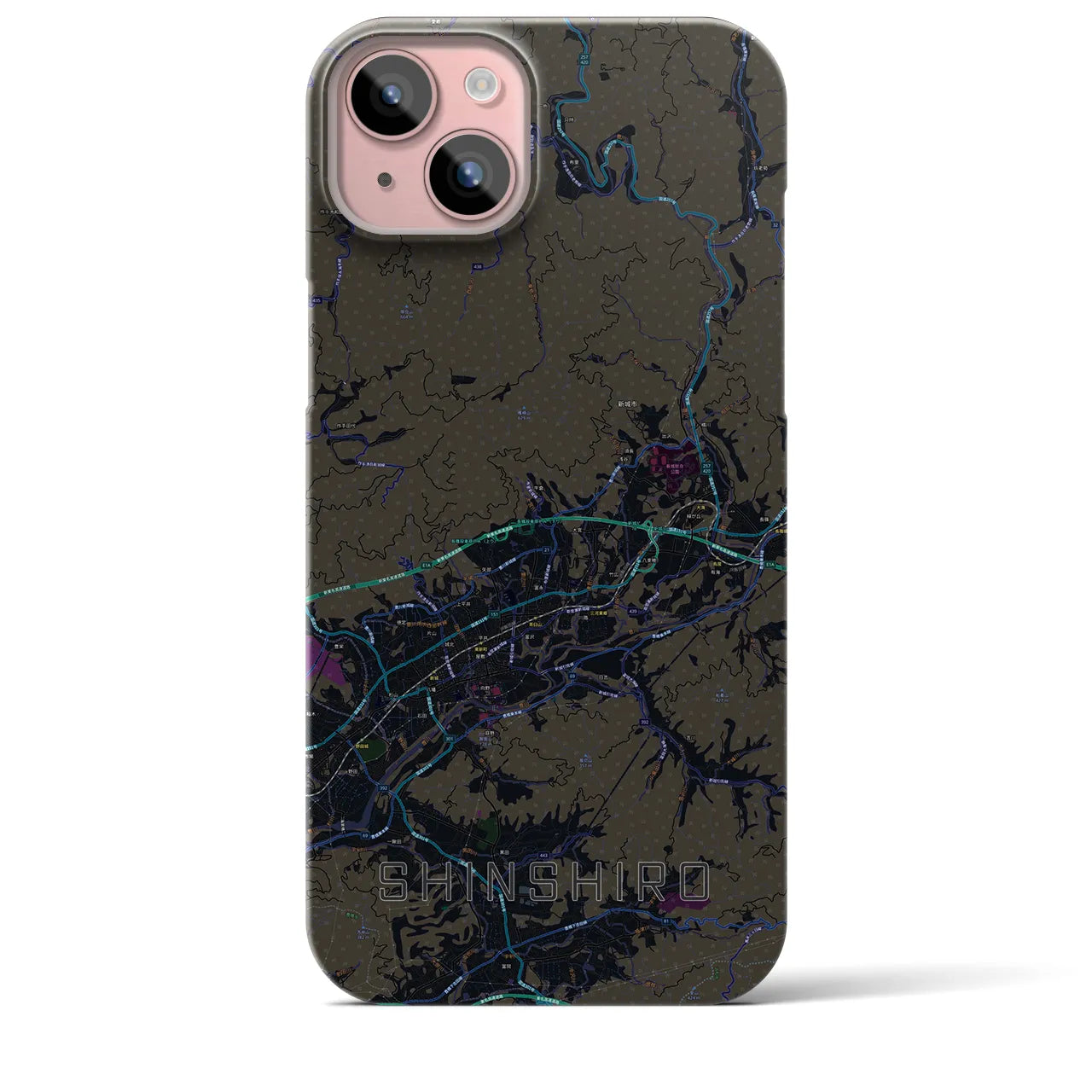 【新城(愛知県)】地図柄iPhoneケース(バックカバータイプ)