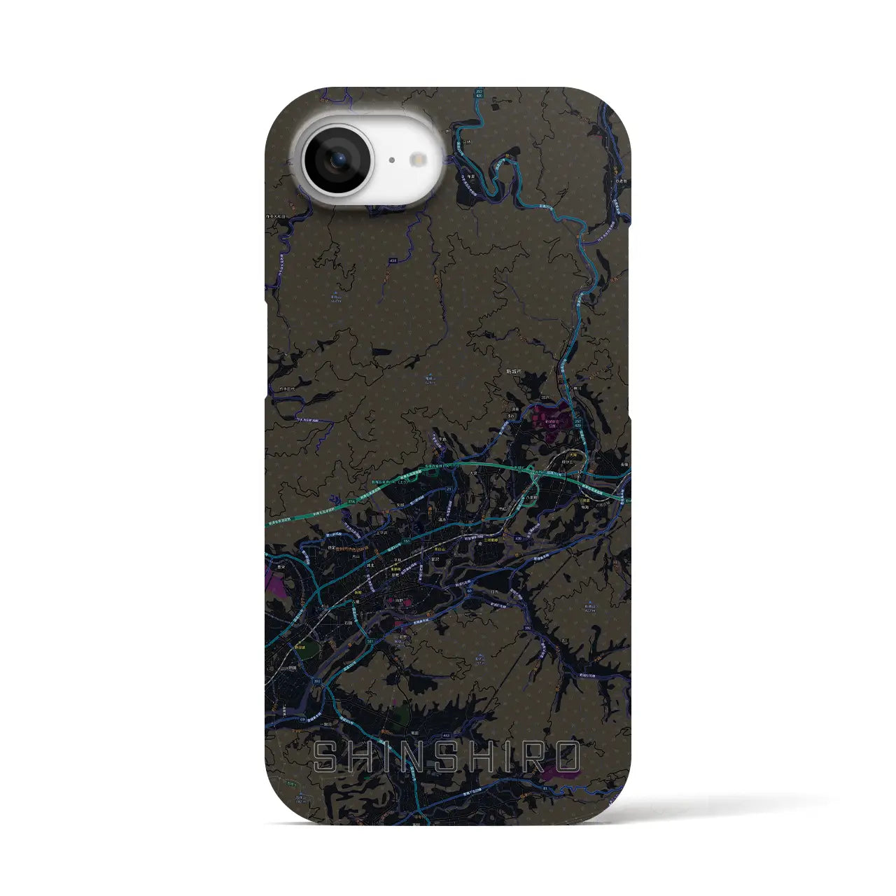 【新城(愛知県)】地図柄iPhoneケース(バックカバータイプ)