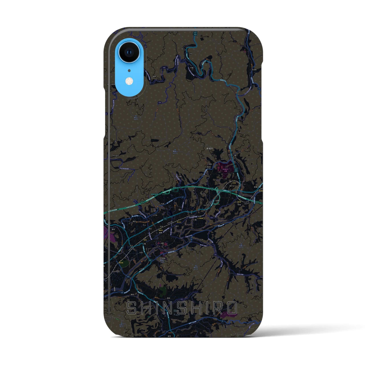 【新城(愛知県)】地図柄iPhoneケース(バックカバータイプ)