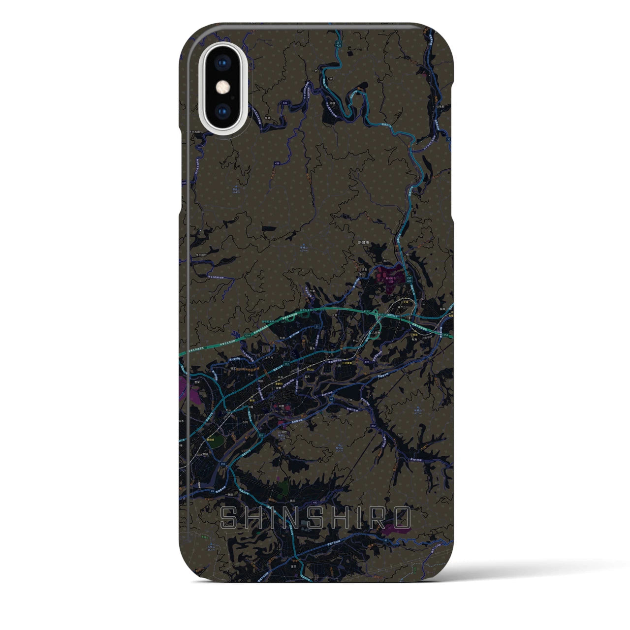 【新城(愛知県)】地図柄iPhoneケース(バックカバータイプ)