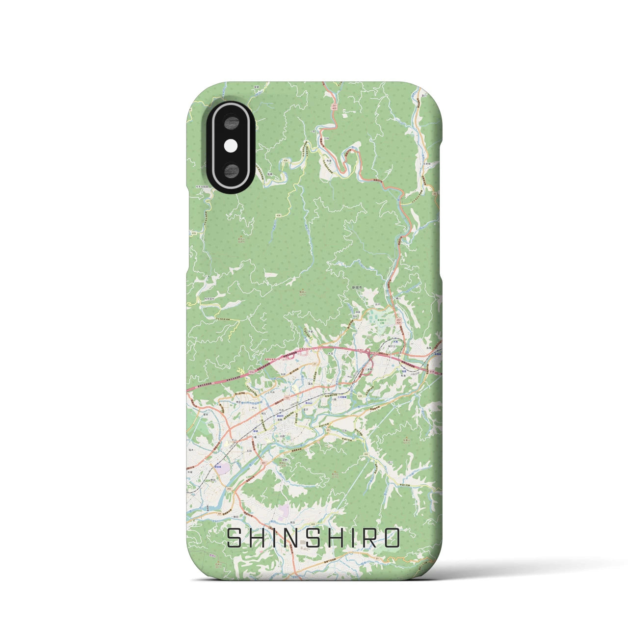 【新城(愛知県)】地図柄iPhoneケース(バックカバータイプ)