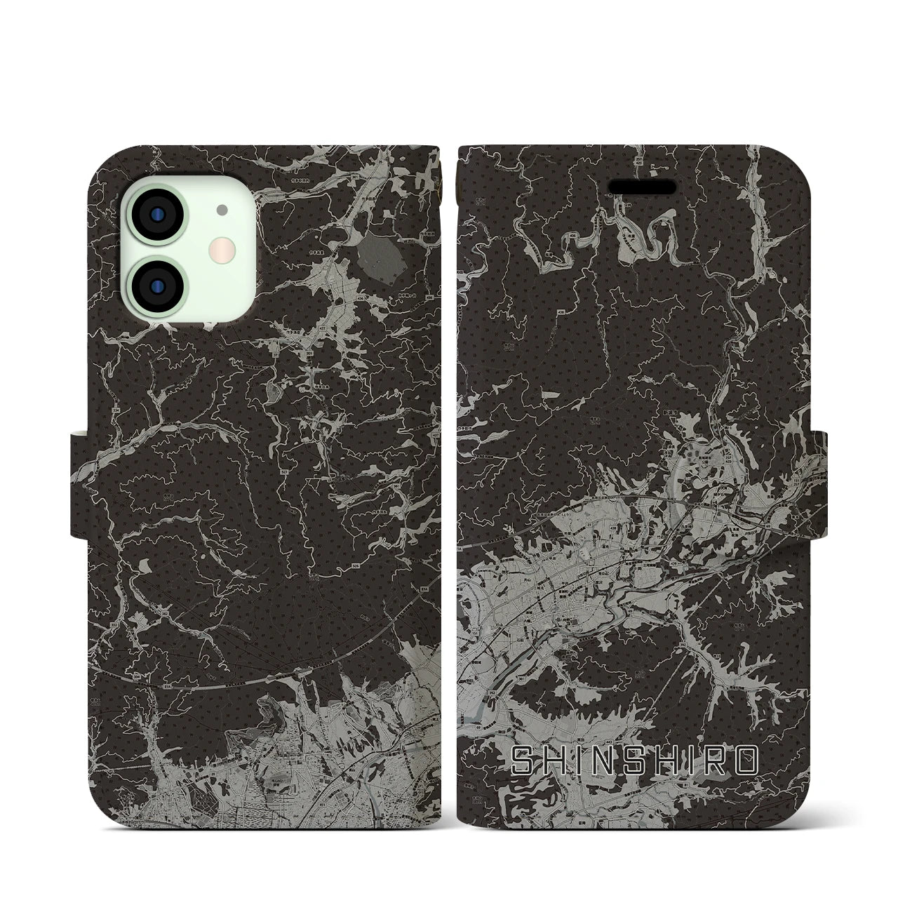 【新城(愛知県)】地図柄iPhoneケース(手帳タイプ)