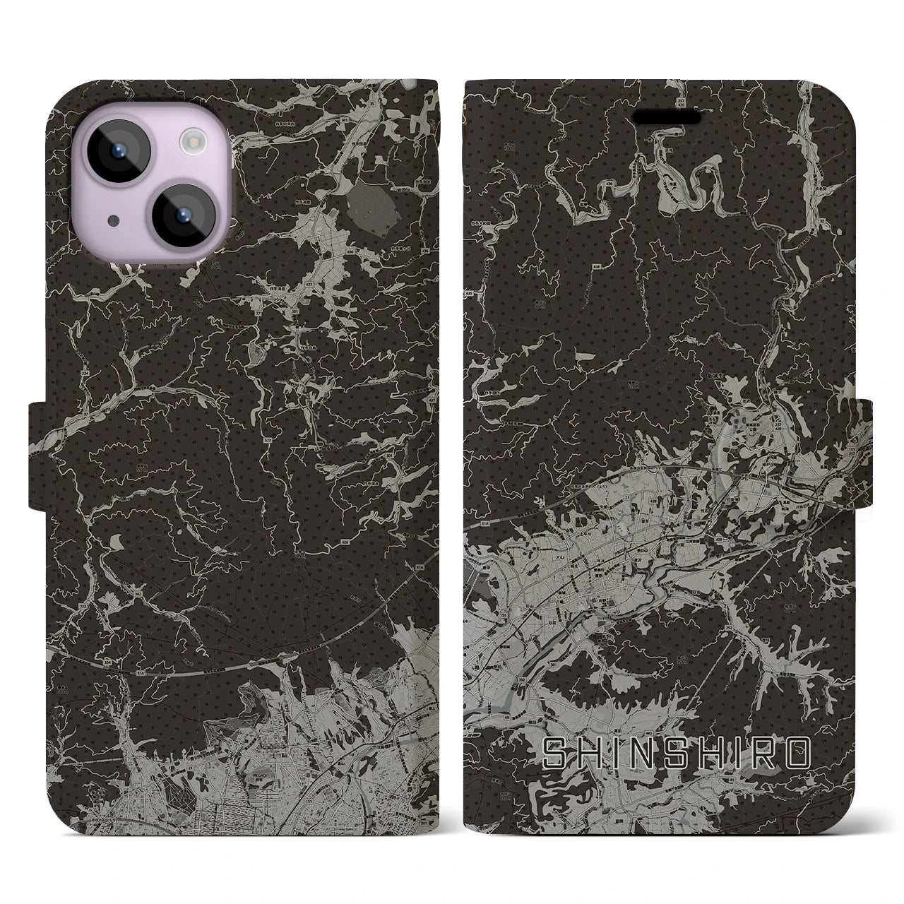 【新城(愛知県)】地図柄iPhoneケース(手帳タイプ)