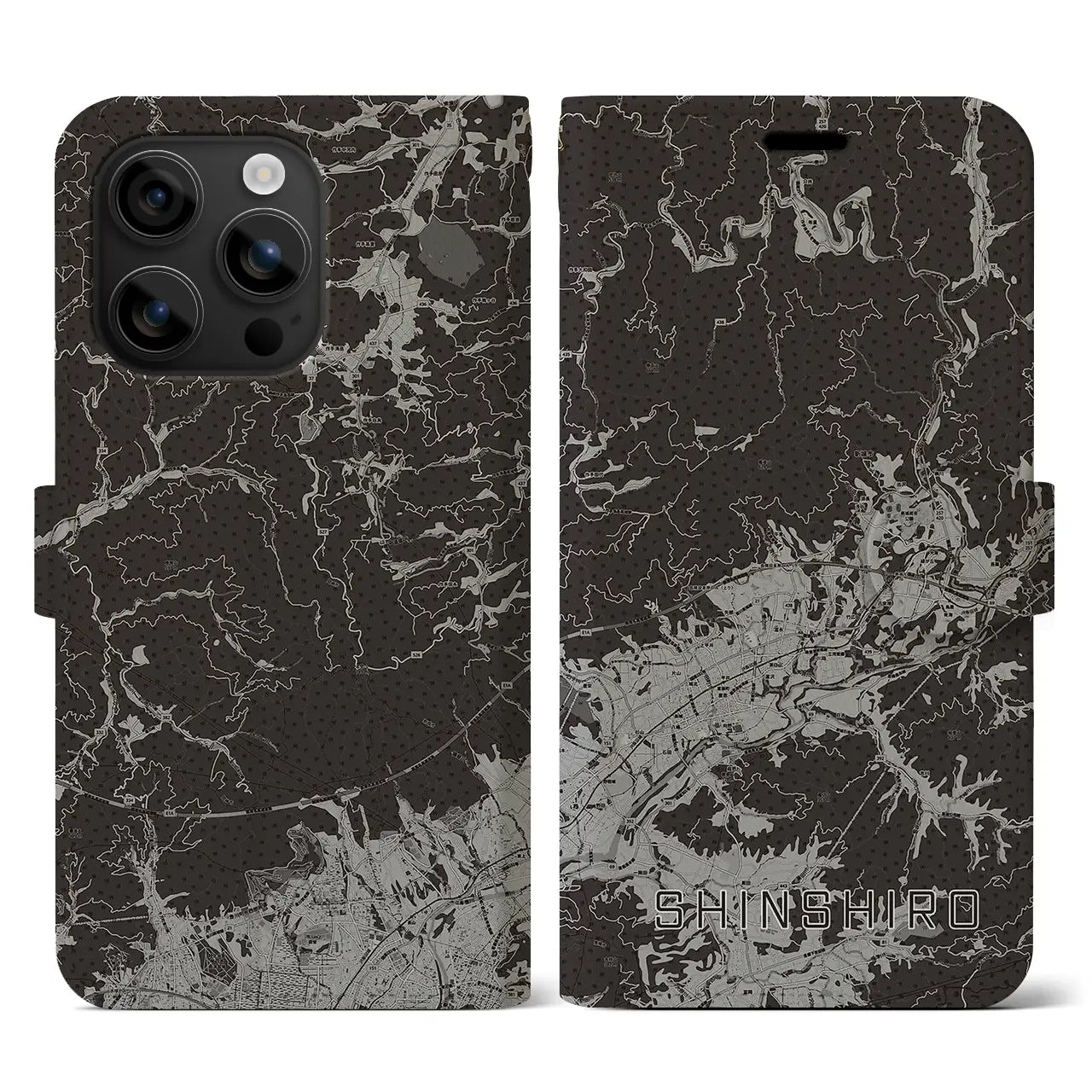 【新城(愛知県)】地図柄iPhoneケース(手帳タイプ)